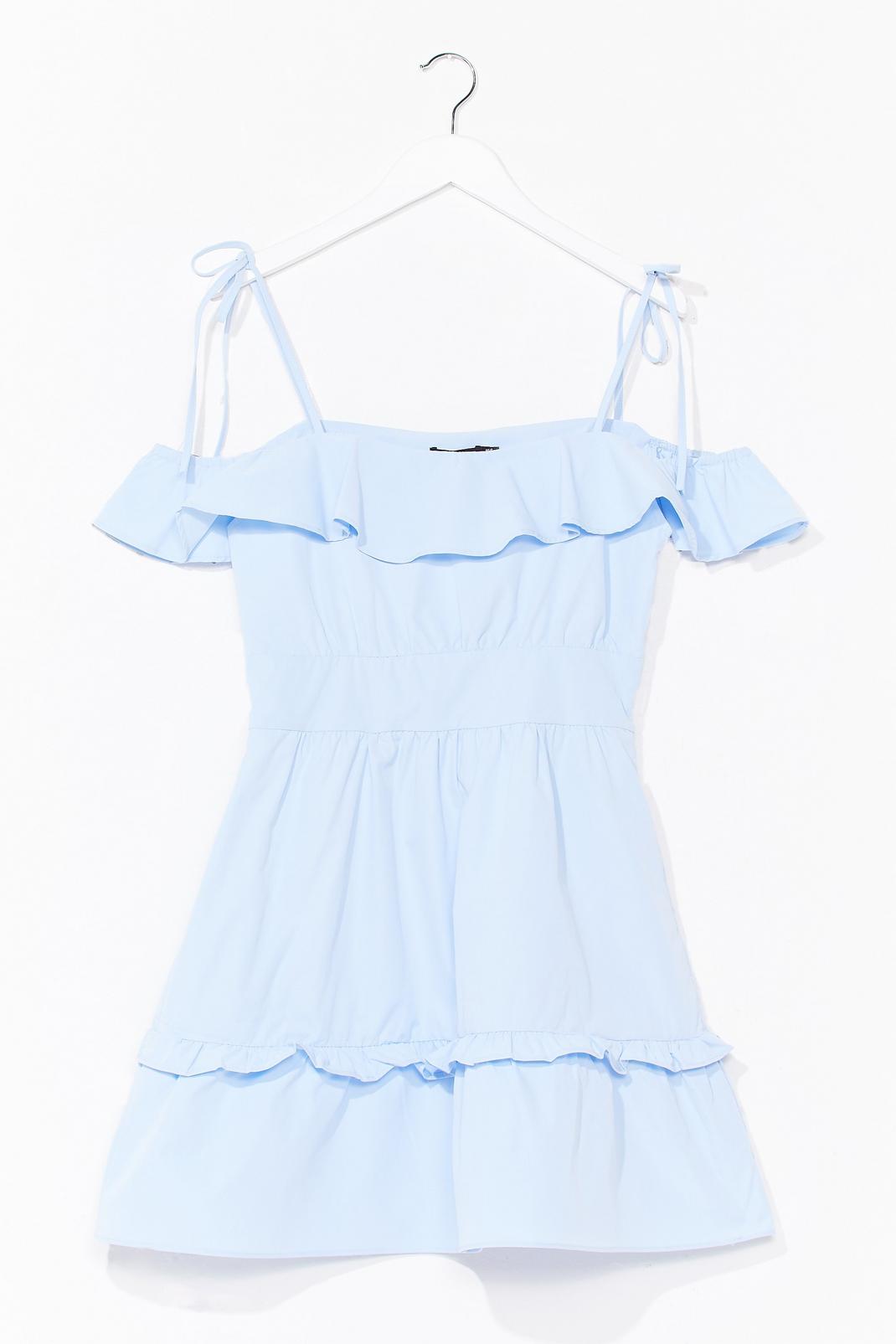 Powder blue Off The Shoulder Ruffle Summer Dress image number 1