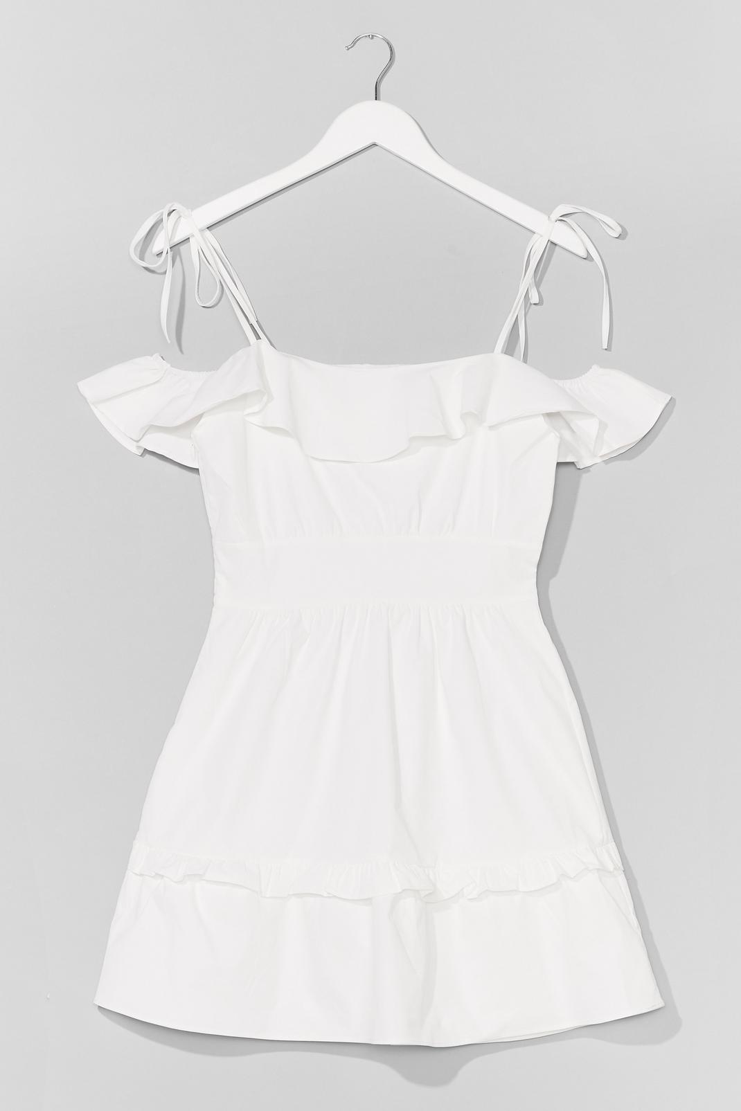 White Off The Shoulder Ruffle Summer Dress image number 1