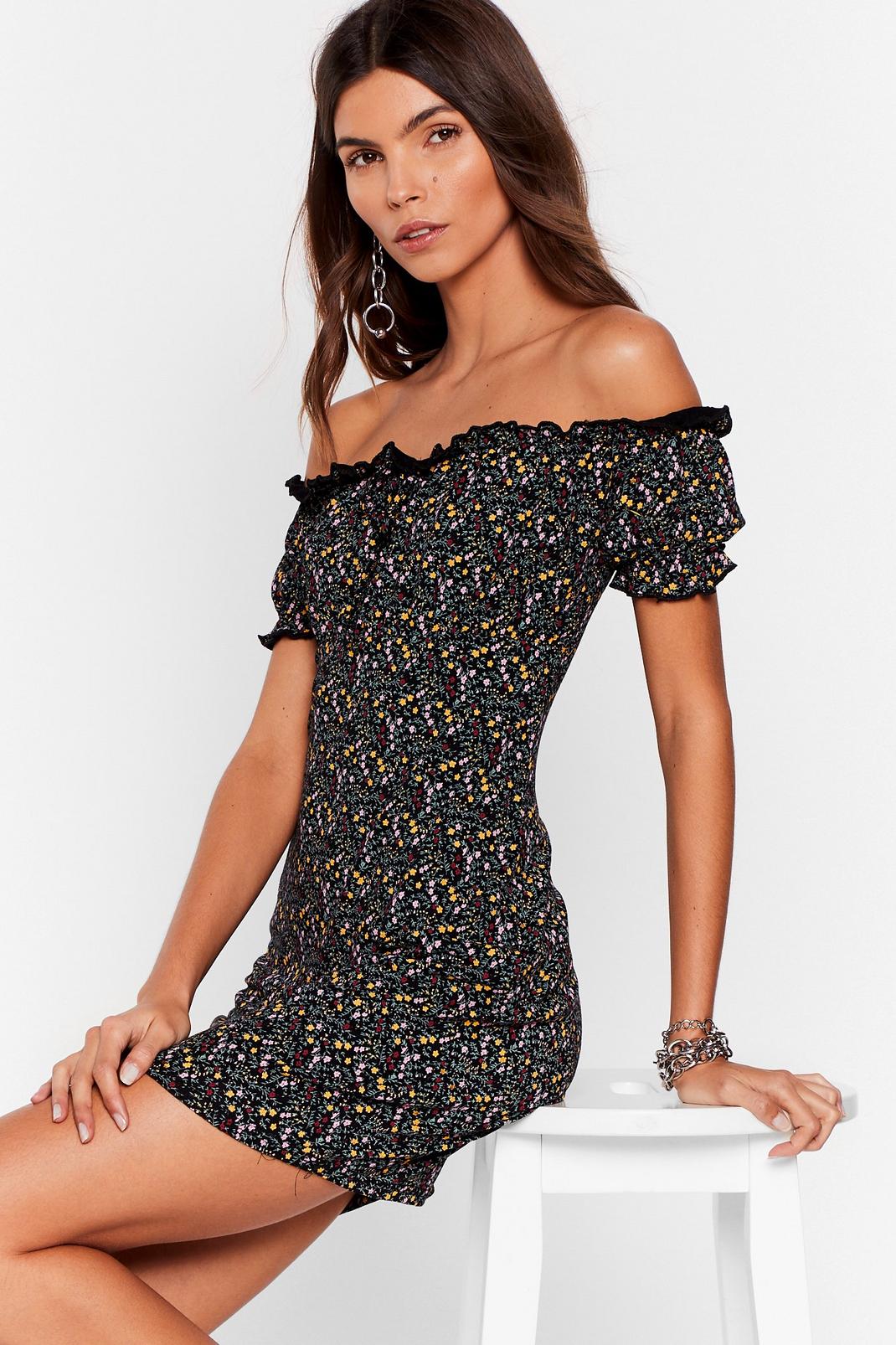We're Rootin' For You Off-the-Shoulder Floral Dress | Nasty Gal