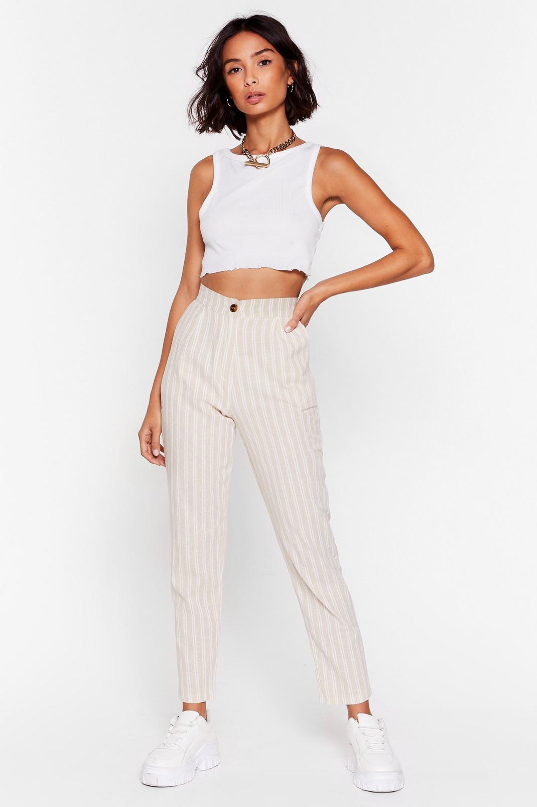 Stripe Time and Place Linen Tapered Pants image number 1