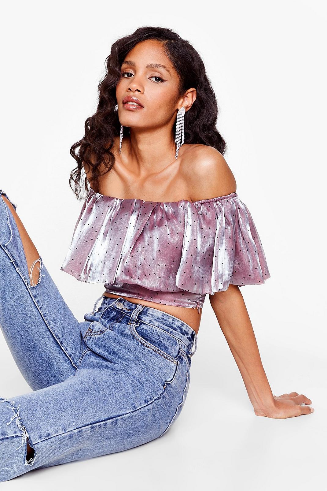 That's Just Shine Spotty Off-the-Shoulder Top image number 1