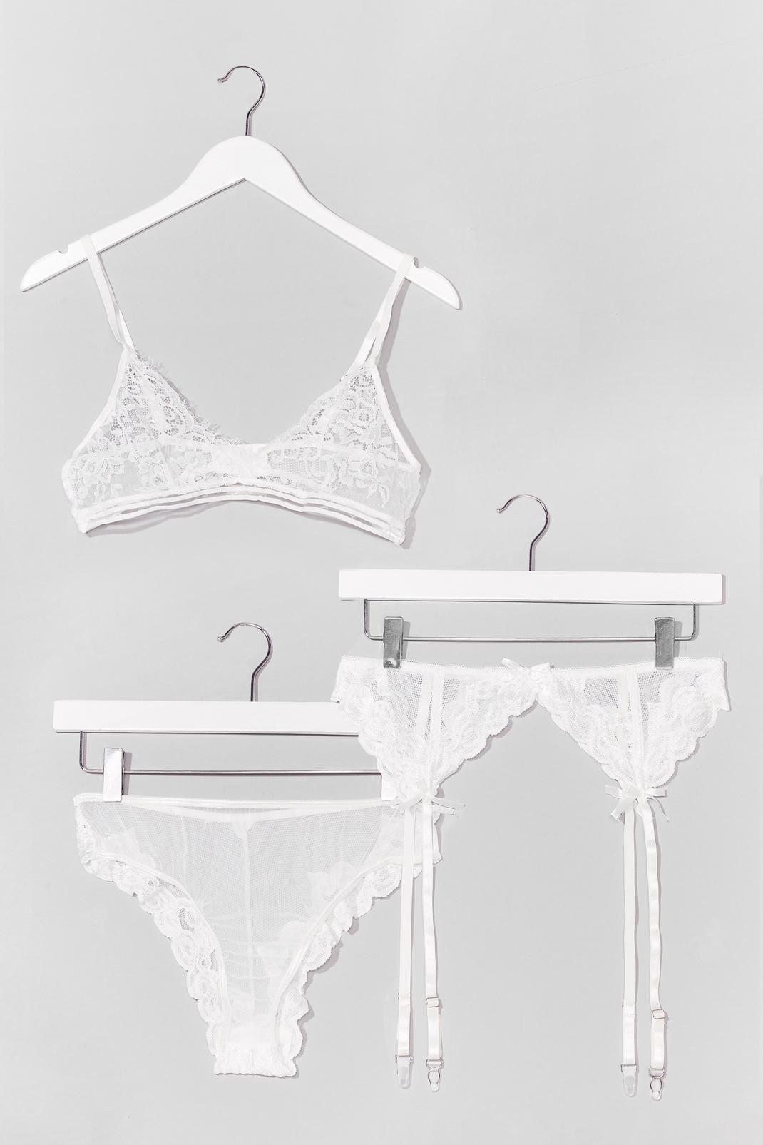 White Lace Your Fears 3-Pc Lingerie Set image number 1