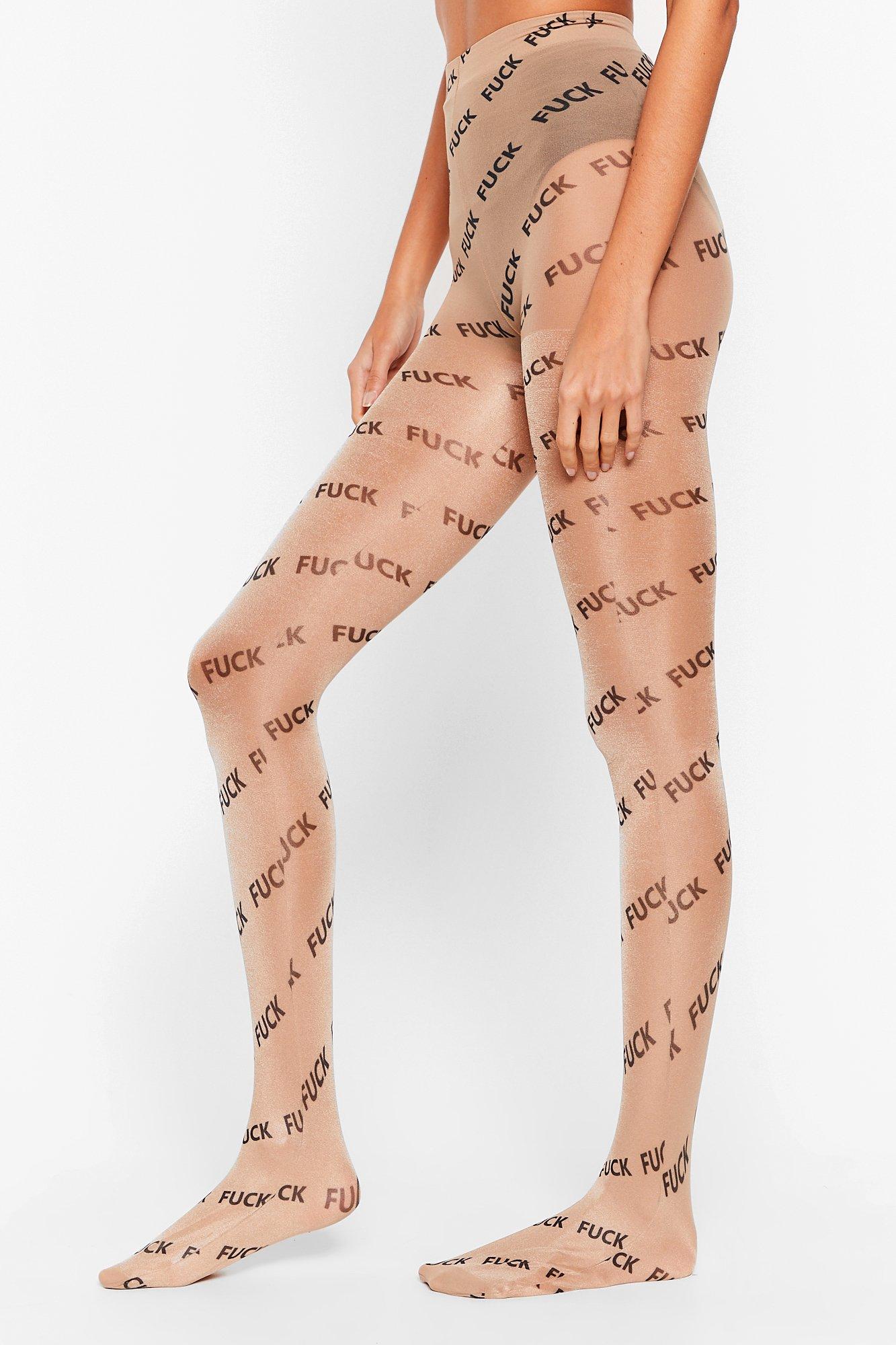 Fuck This Sheer Graphic Tights