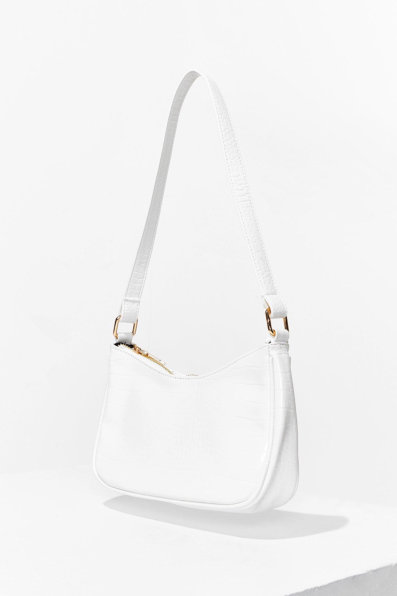 white croc shoulder bag