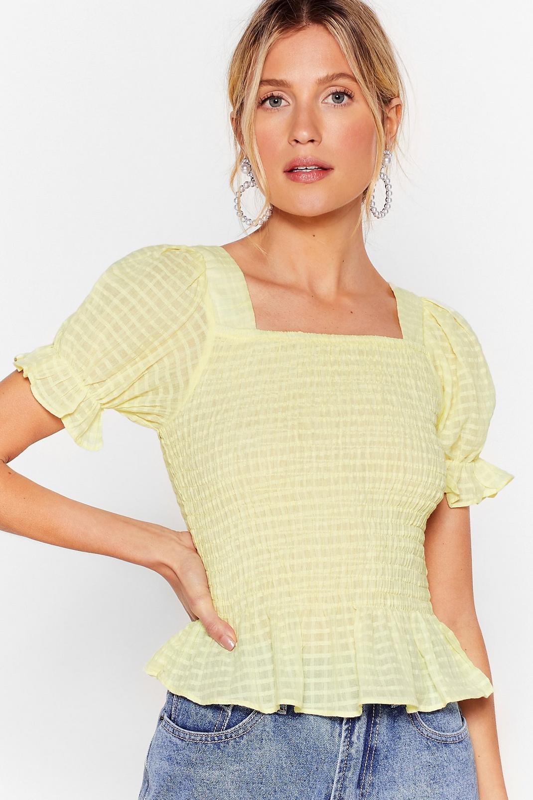 Shirred You Say Puff Sleeve Top image number 1
