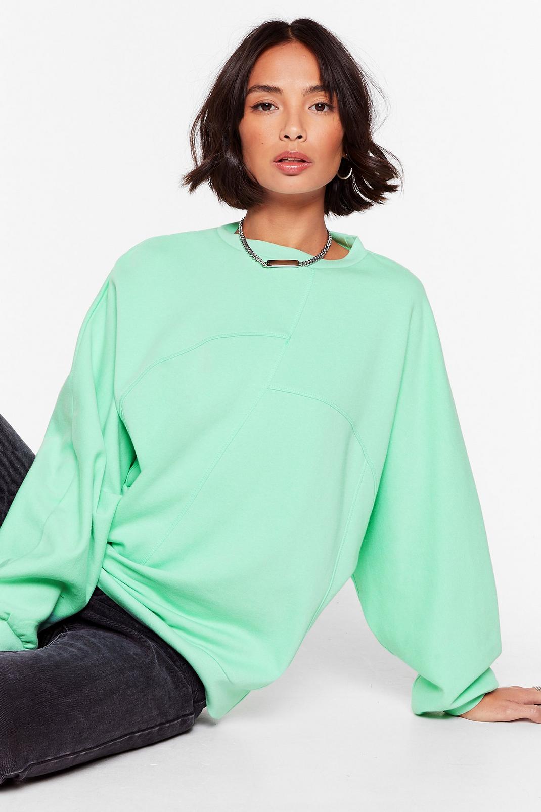Mint Hang in There Oversized Batwing Jumper image number 1