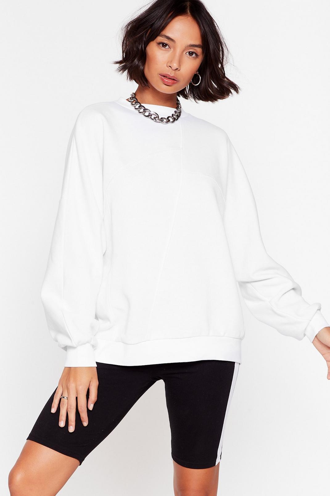White Hang in There Oversized Batwing Jumper image number 1