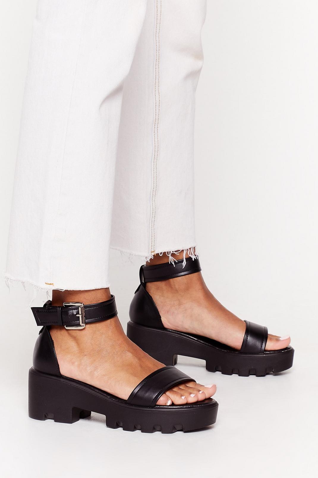 Work Those Ankles Faux Leather Heeled Sandals image number 1