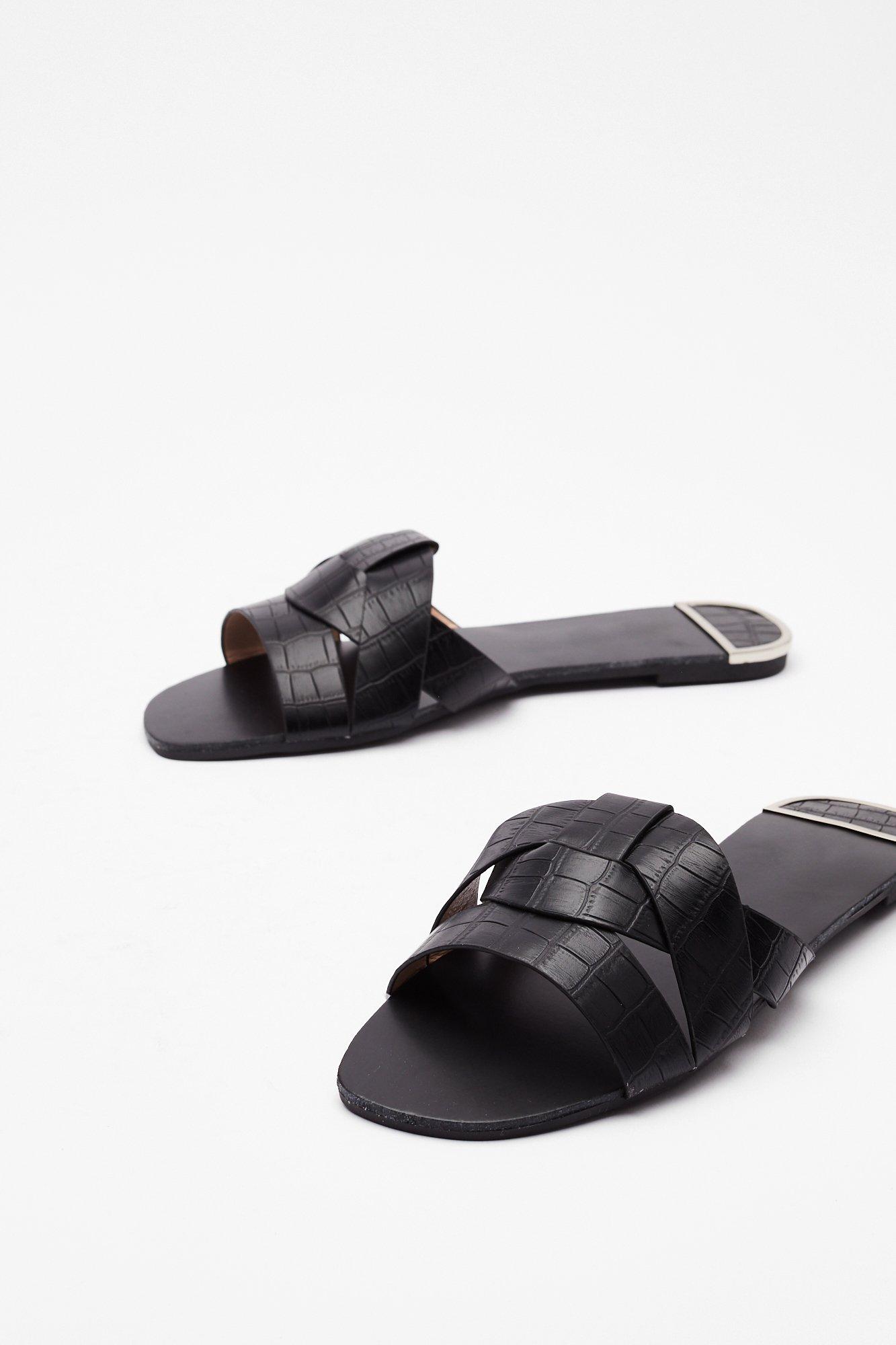 croc flat sandals