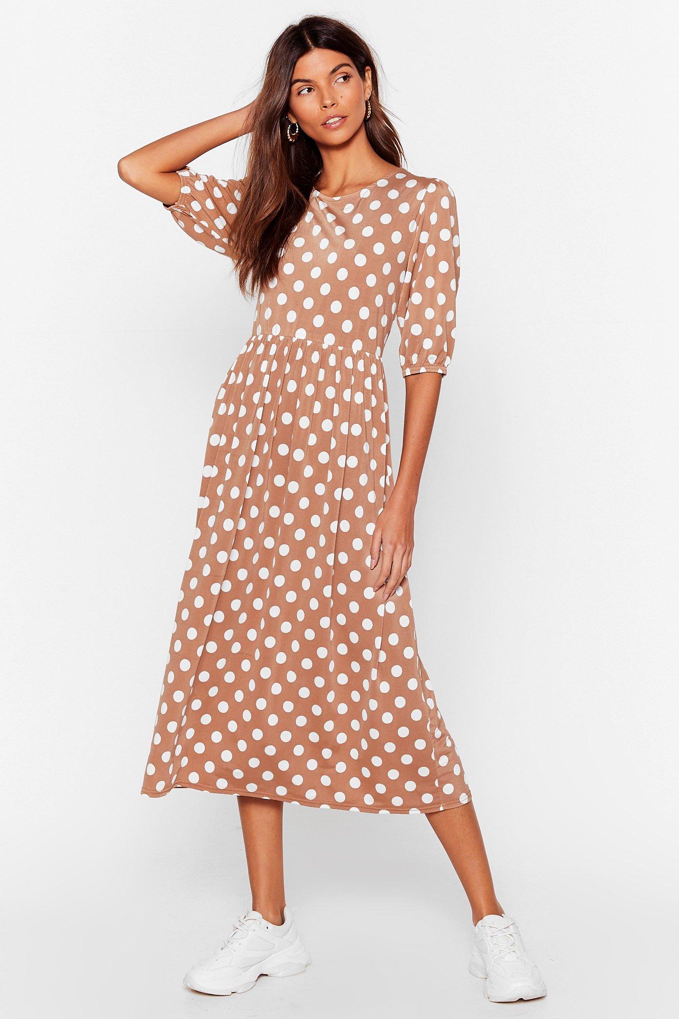 polka dot puff sleeve dress