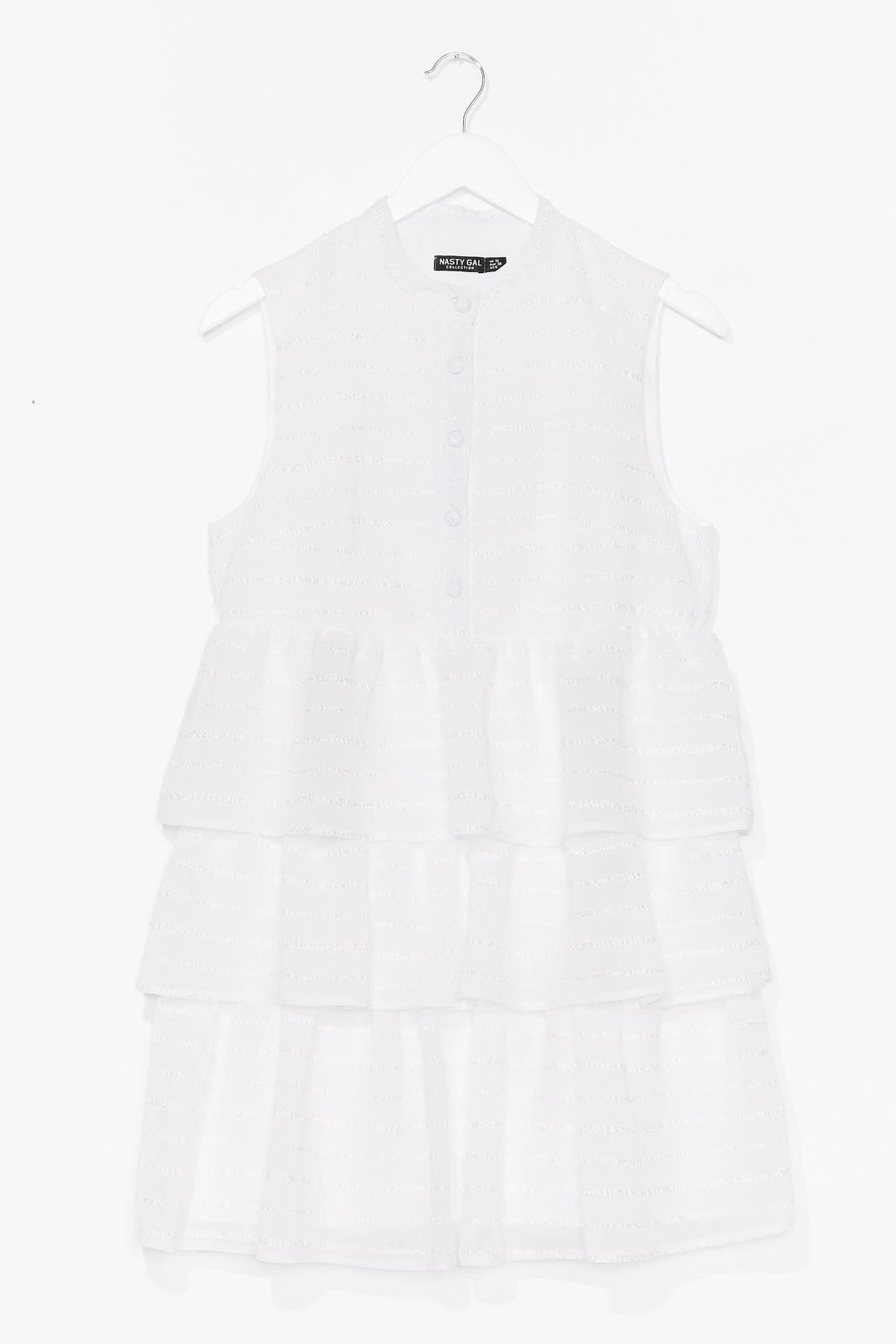 White Ruffle Tier Sleeveless Mini Dress image number 1