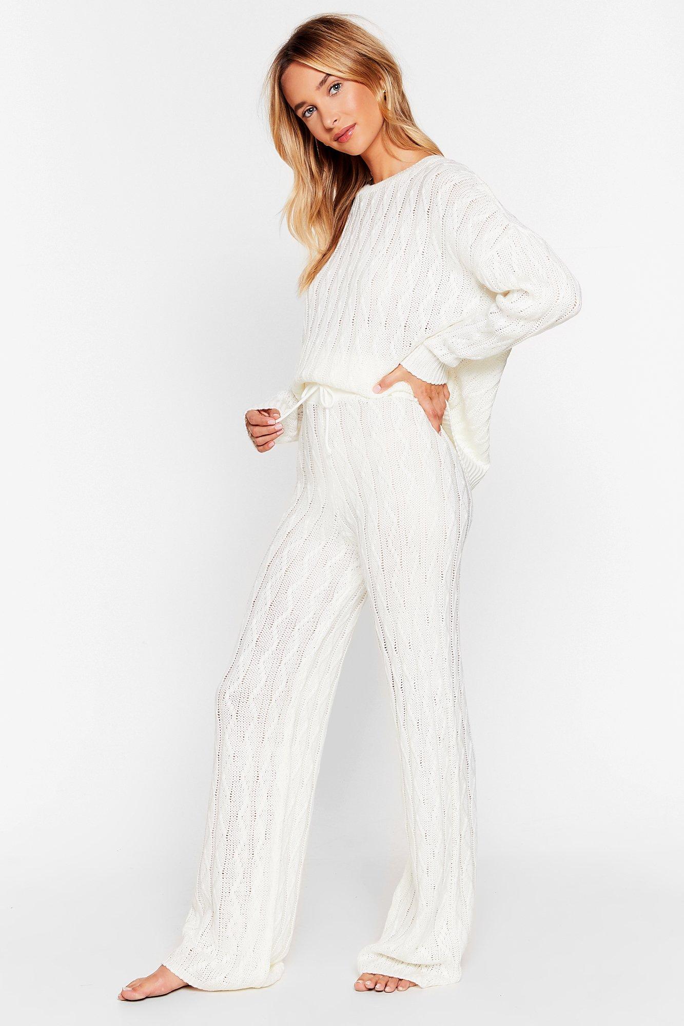 Got Cable Knit Sweater and Wide-Leg Pants Set