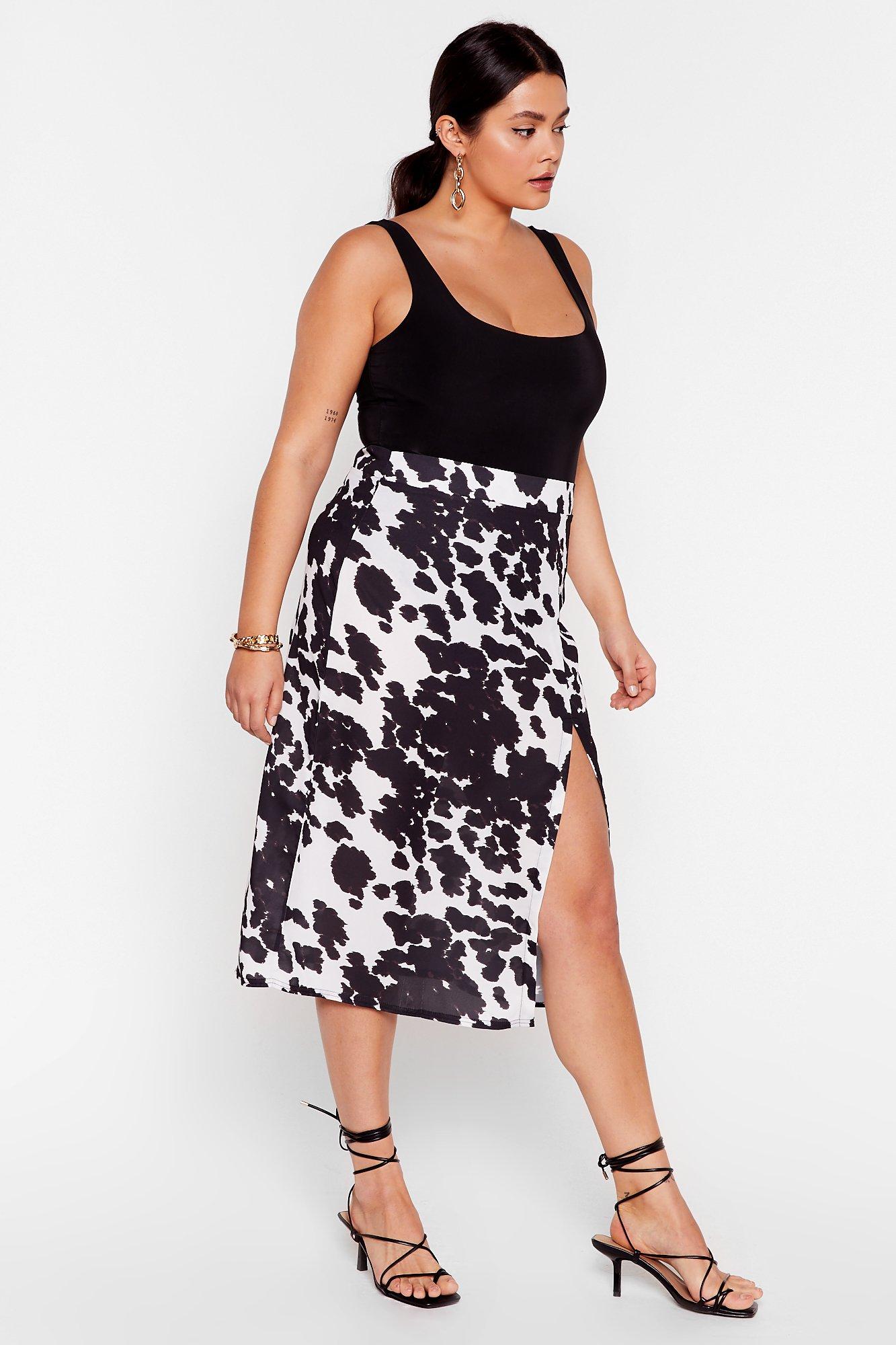 Cow print shop skirt plus size