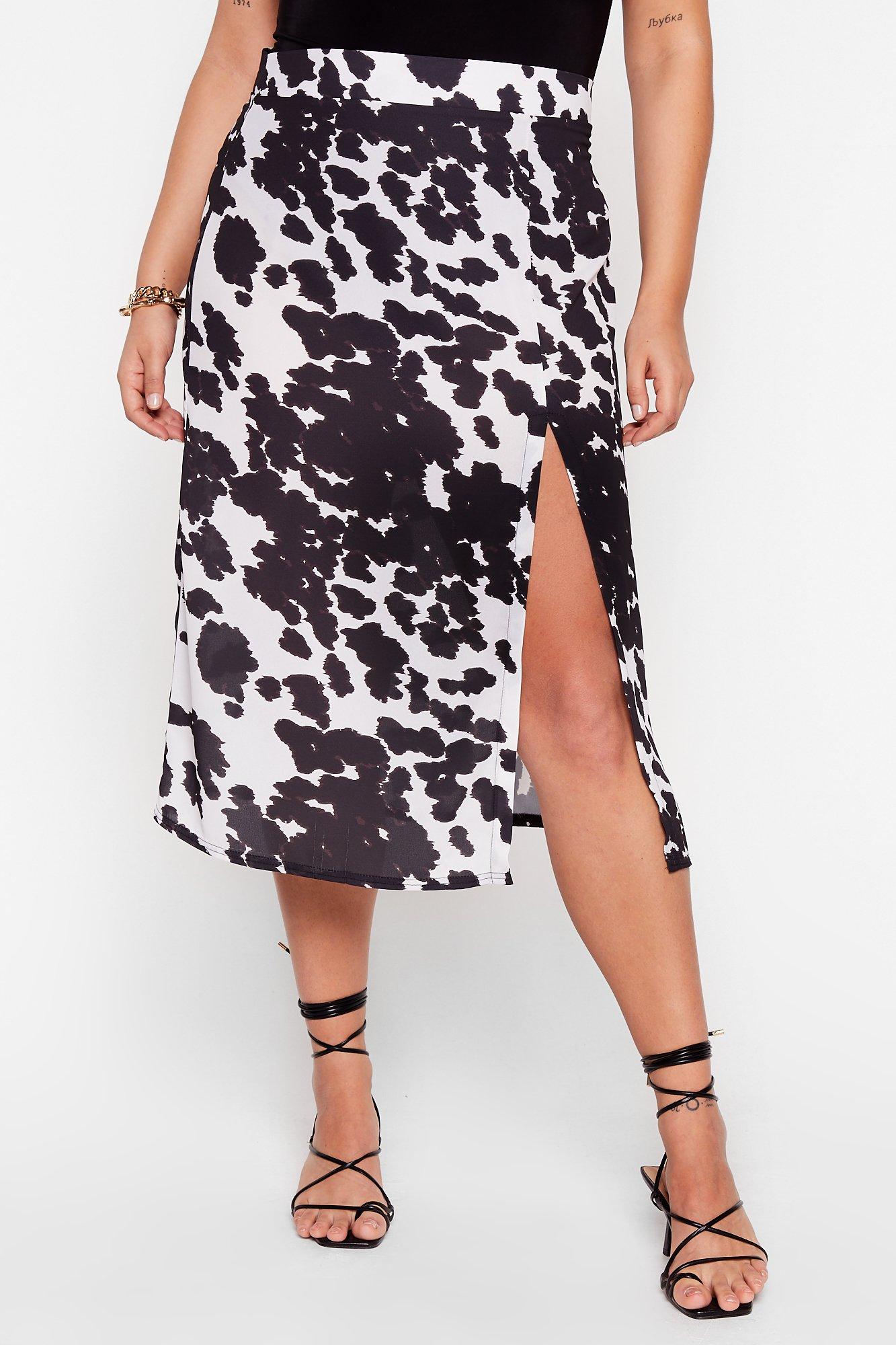 Cow print skirt plus size hotsell