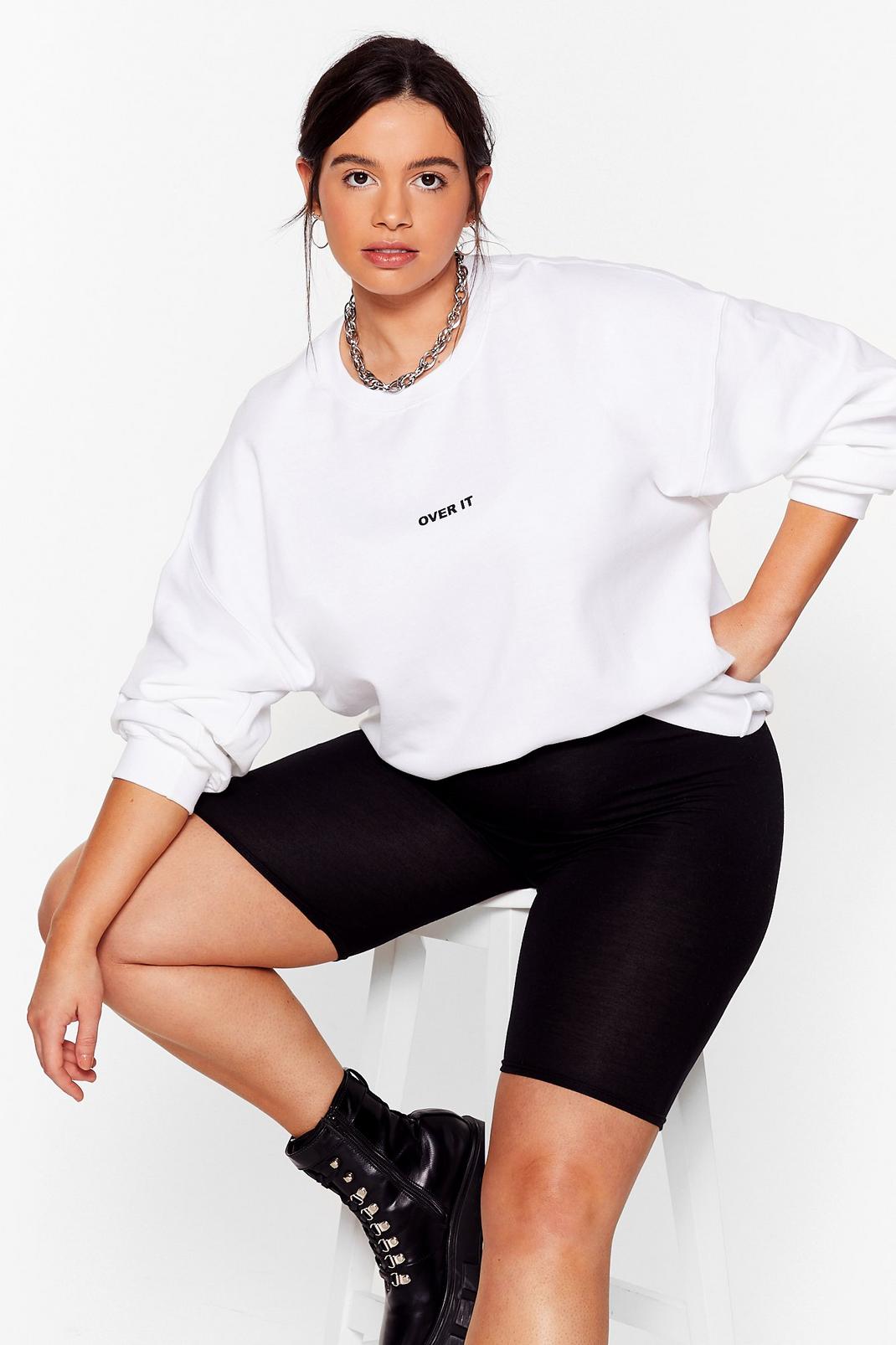 White Plus Size Over It Graphic Sweatshirt image number 1
