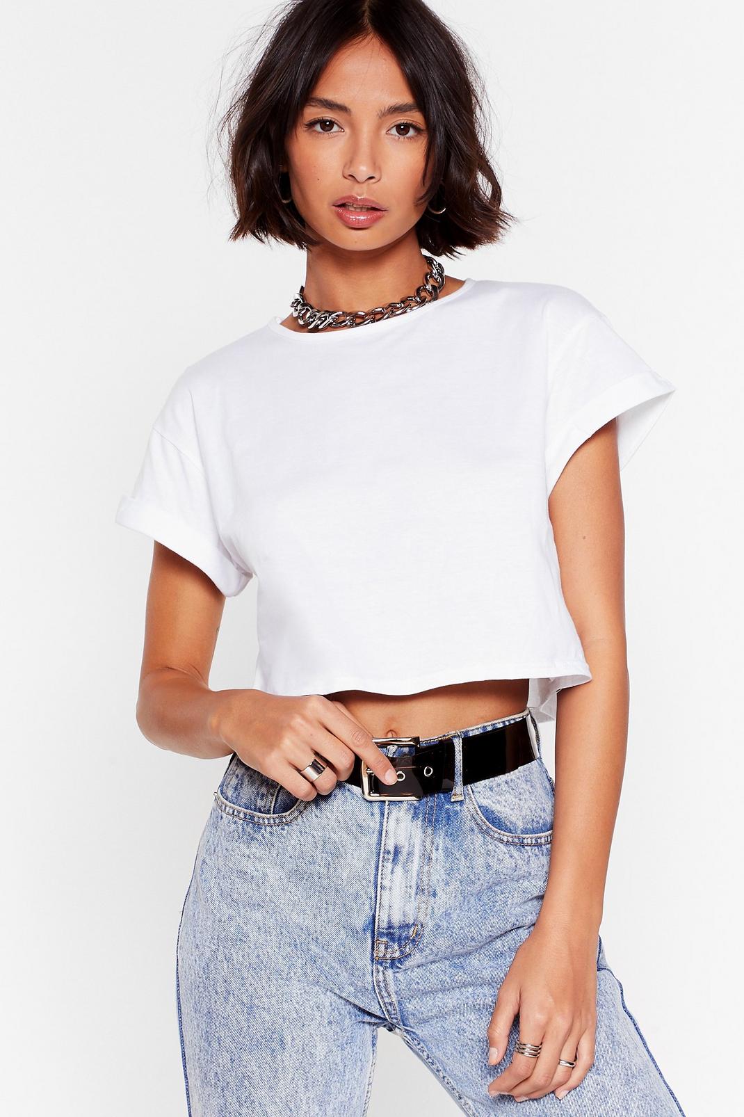 White Let the Good Times Roll Cropped Tee image number 1