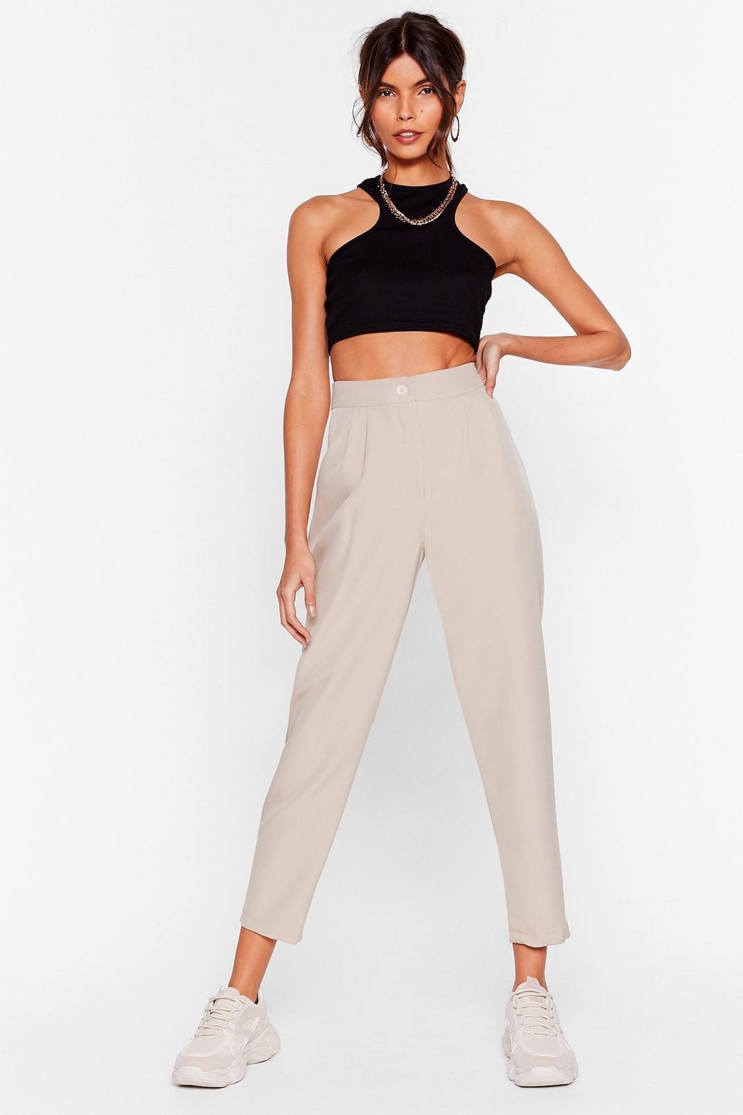 Stone Tailored High Waisted Tapered Pants image number 1