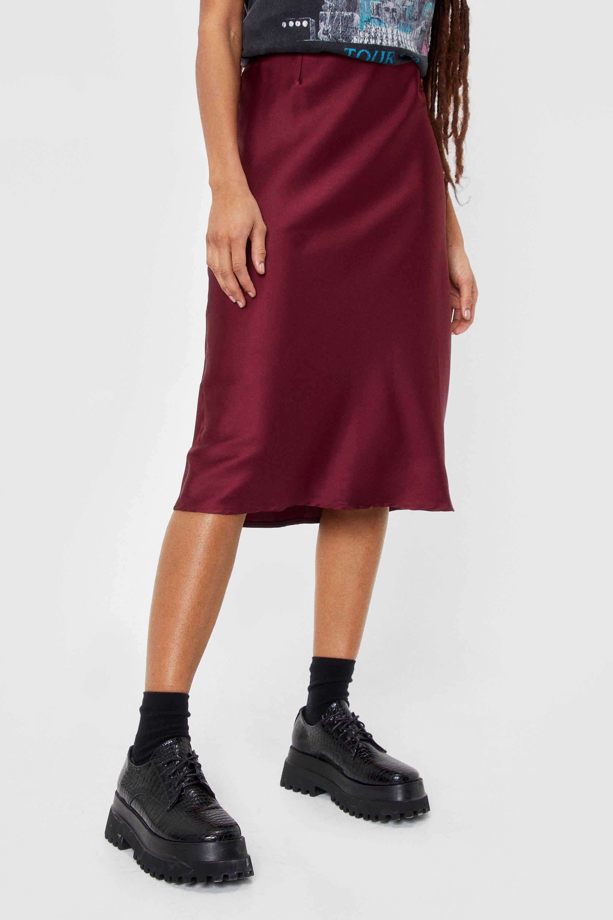 Slinky Satin Midi Skirt