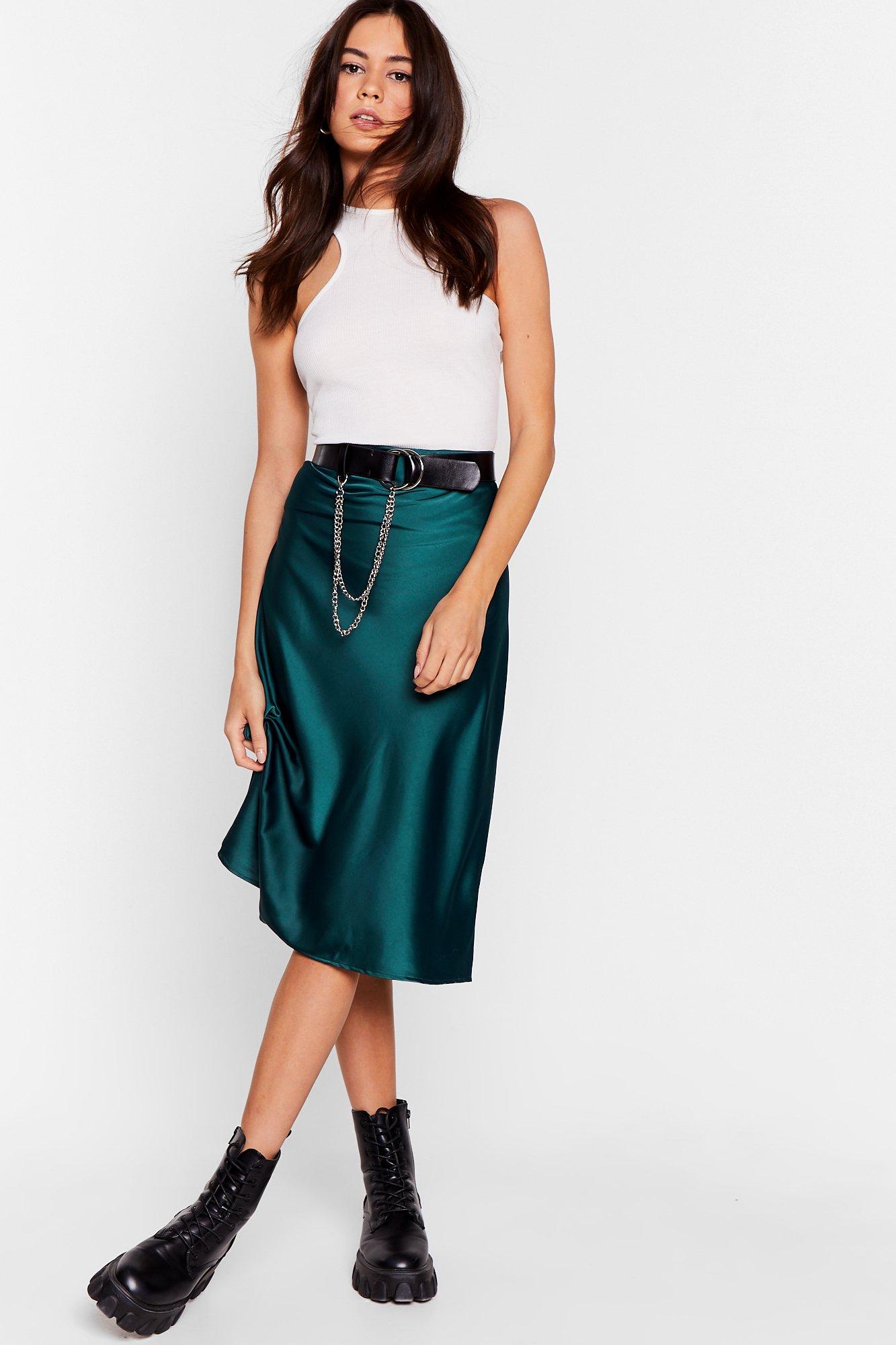 Satin midi 2025 skirt nasty gal