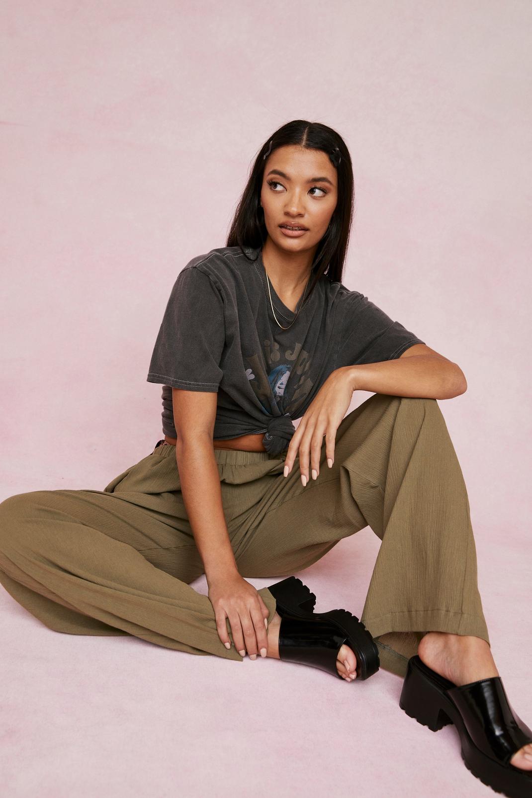 Khaki Wide Leg Cover Up Pants image number 1