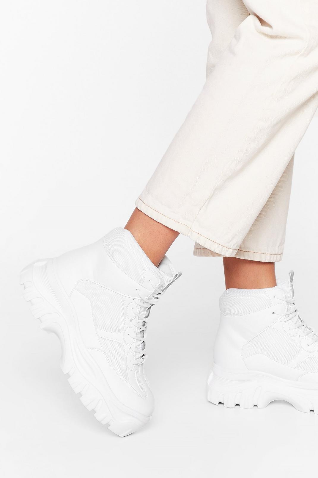 White Sneak Out High Top Chunky Sneakers image number 1