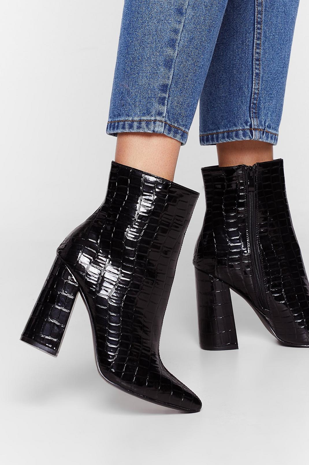 Croc Draggin' Your Feet Heeled Ankle Boots image number 1