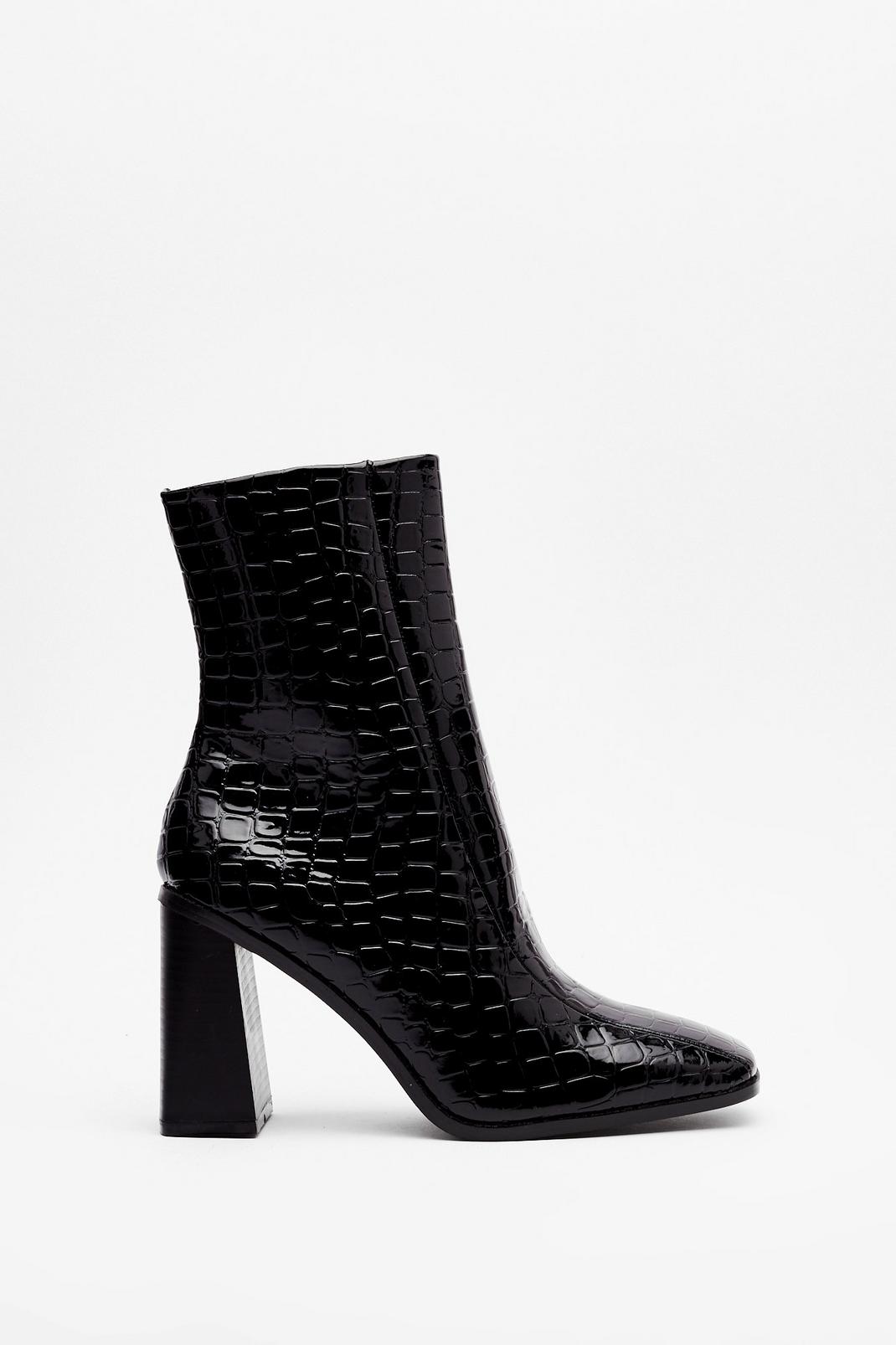105 Croc Flare Heeled Ankle Boots image number 2