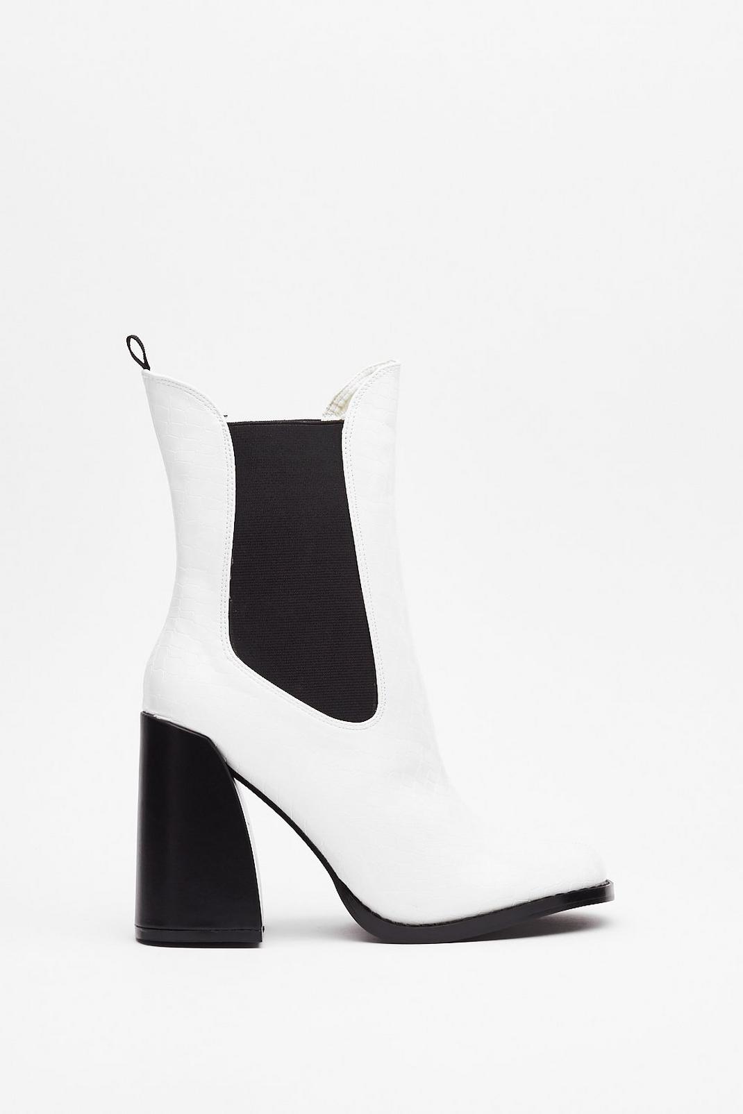 Croc Happening Faux Leather Heeled Boots | Nasty Gal