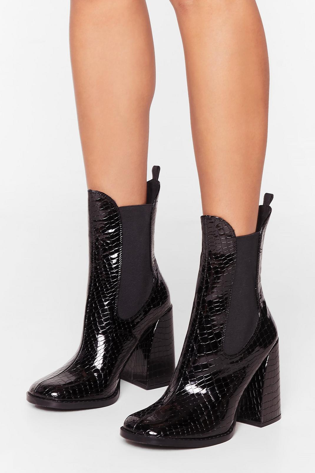 Croc Happening Faux Leather Heeled Boots image number 1