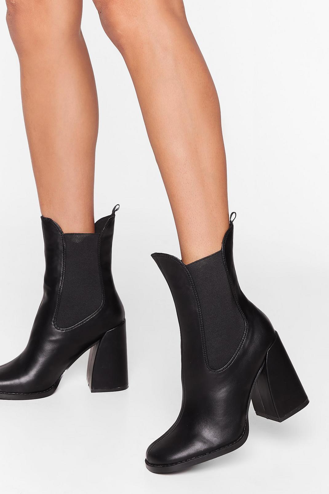 Living the High Life Faux Leather Heeled Boots image number 1