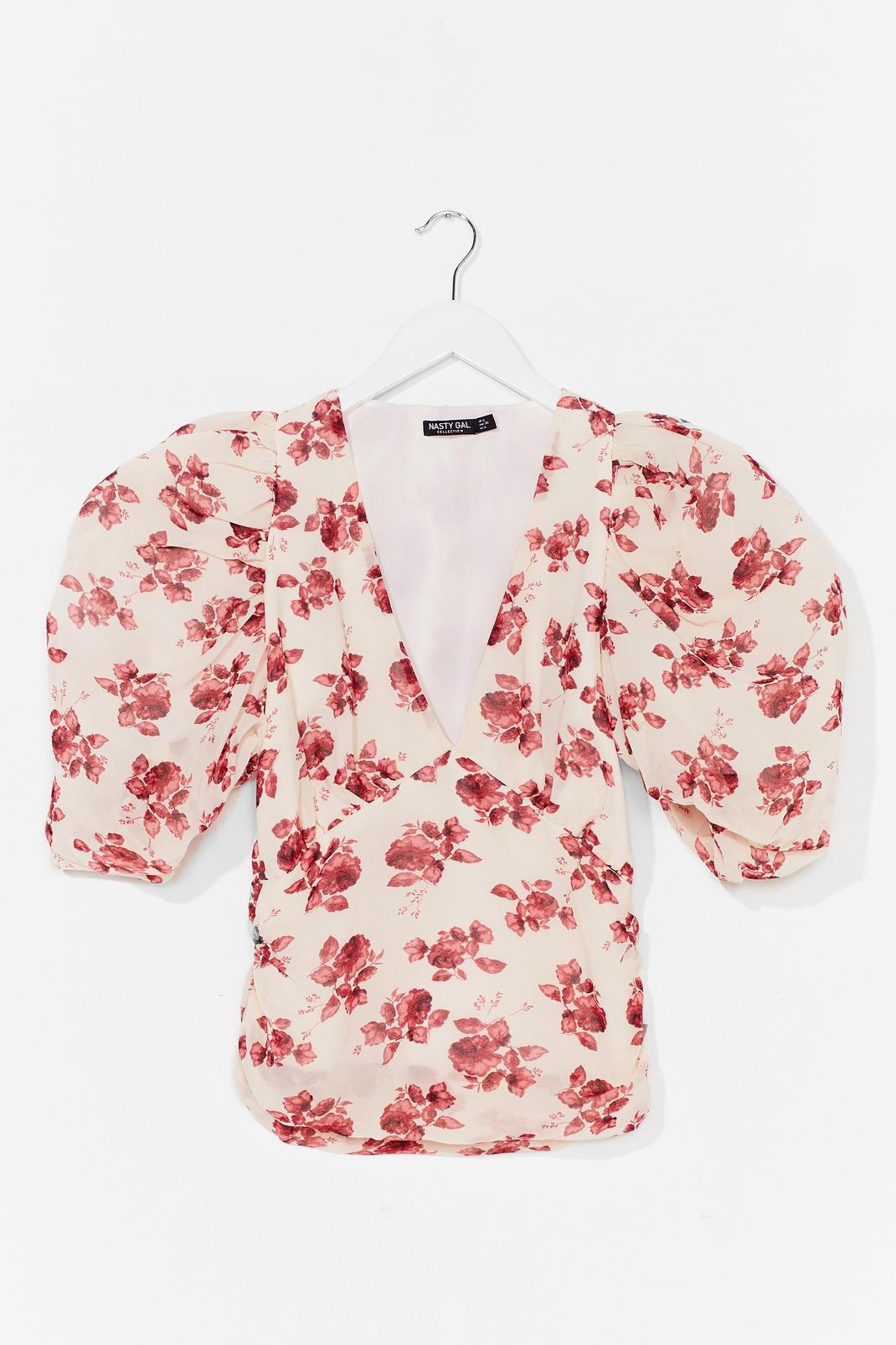 Hey Buddy Floral Puff Sleeve Blouse image number 1