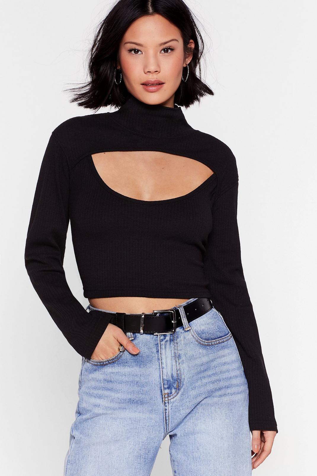 Check This Cut-Out High Neck Crop Top image number 1