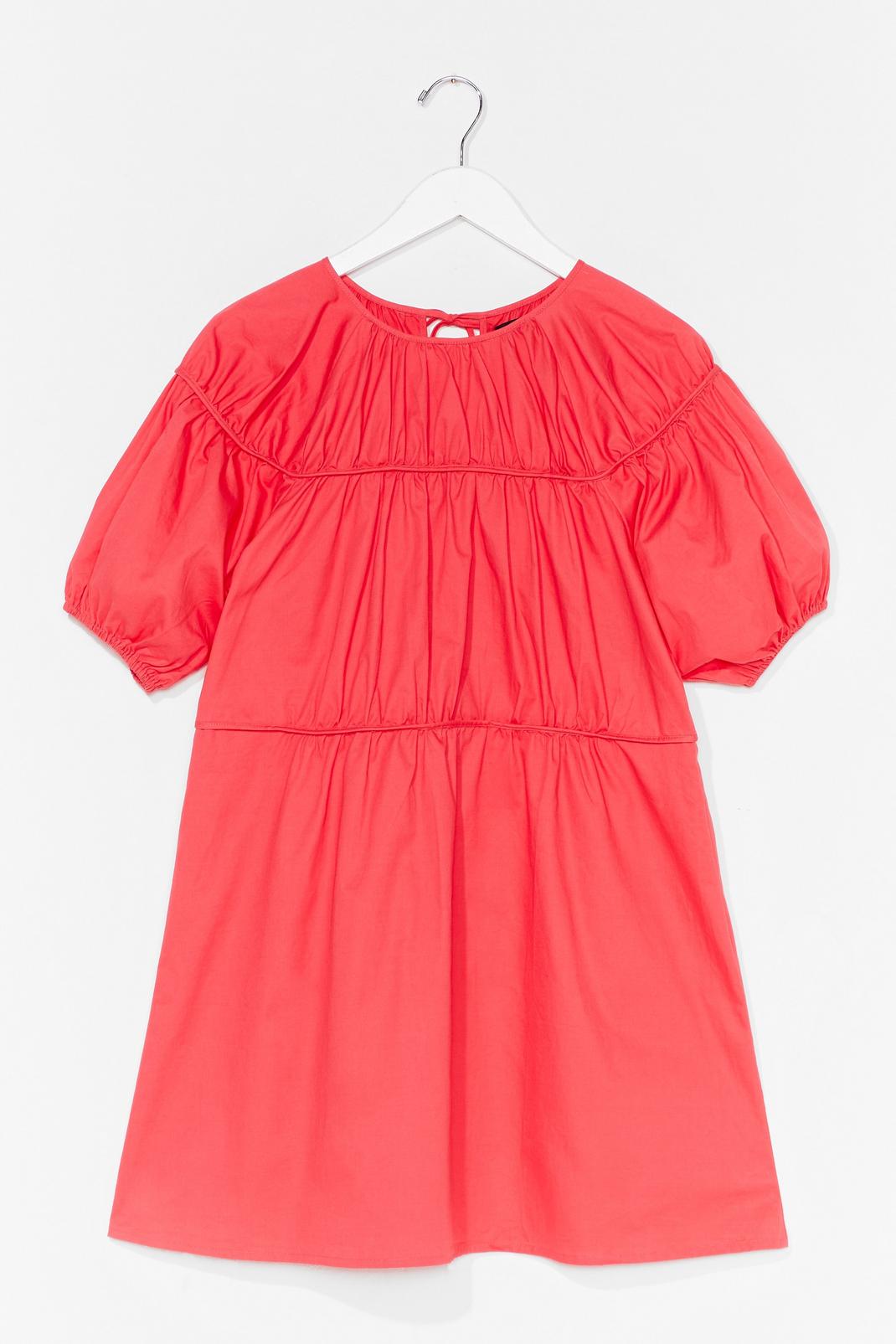 Pink Oversized Tiered Puff Sleeve Mini Dress image number 1