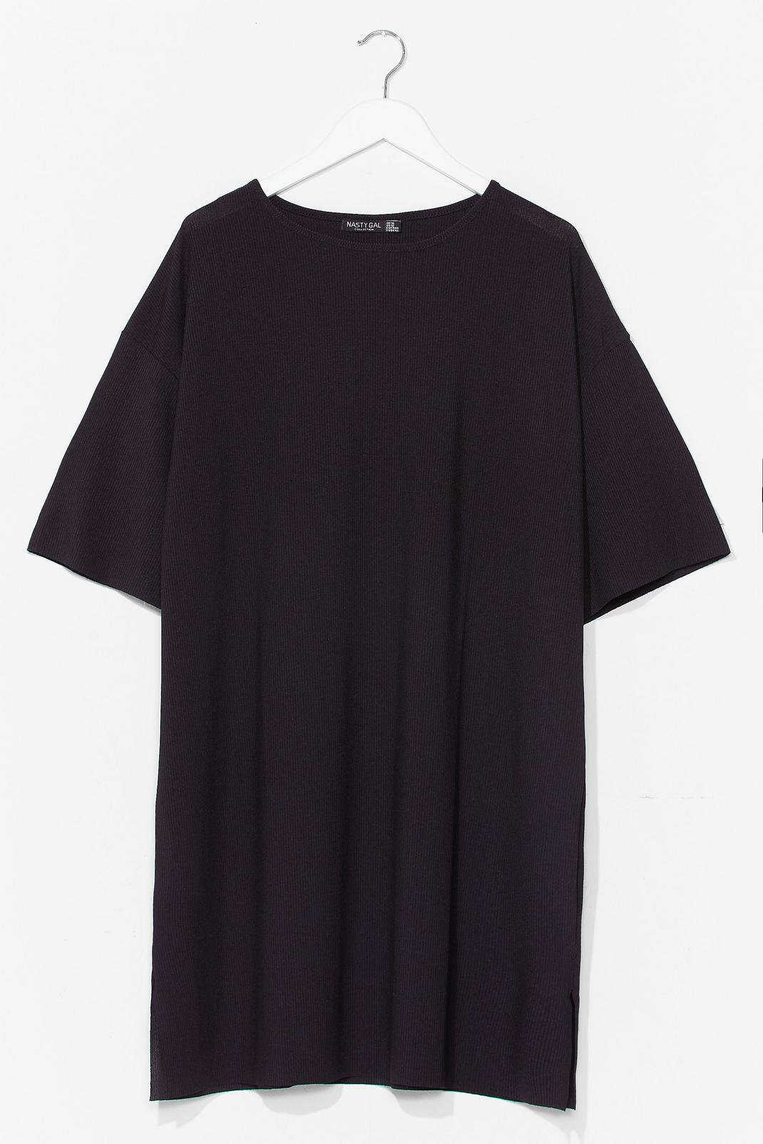 Black Plus Size Ribbed T-Shirt Dress image number 1