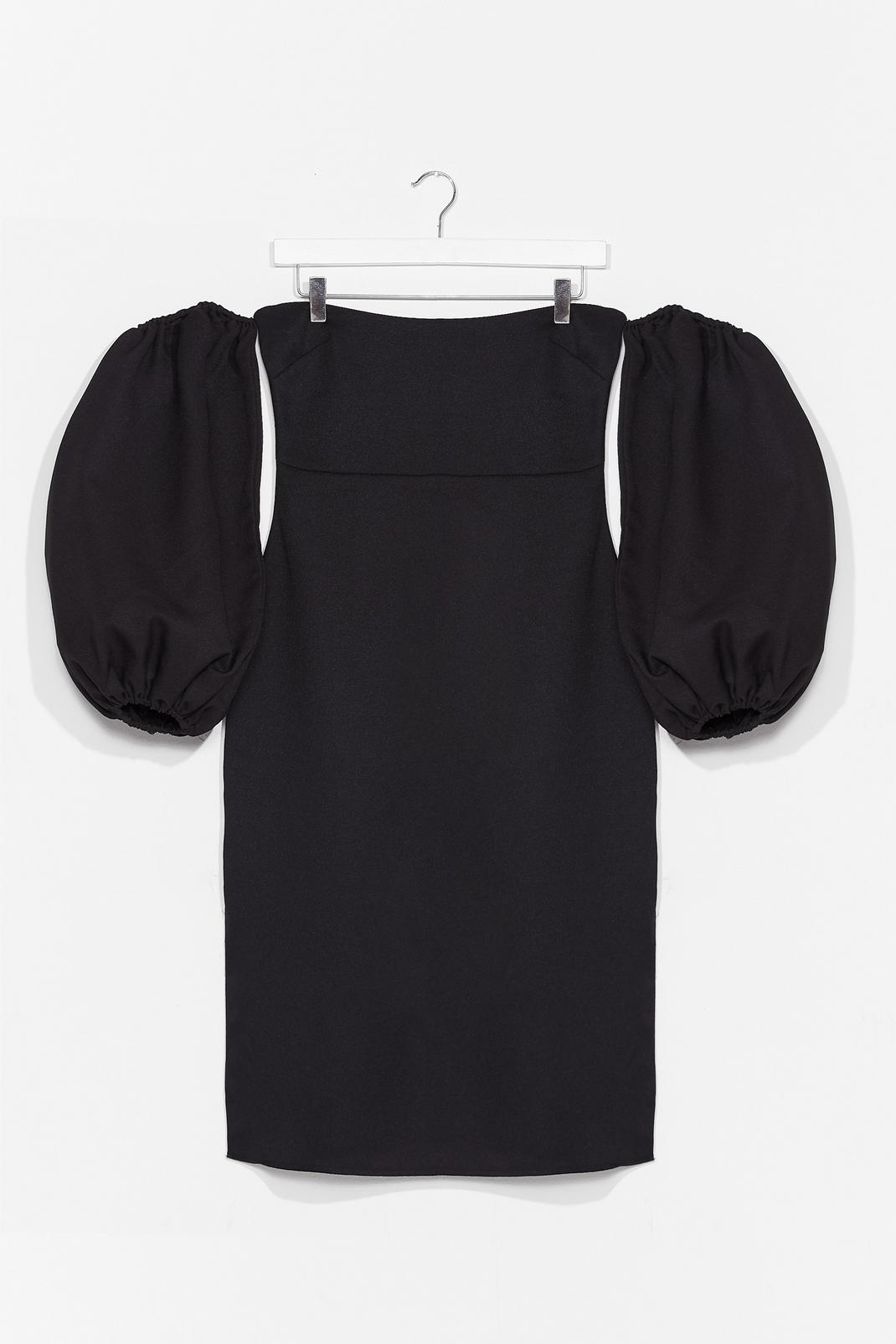 Black Puff Sleeve Off the Shoulder Midi Dress image number 1