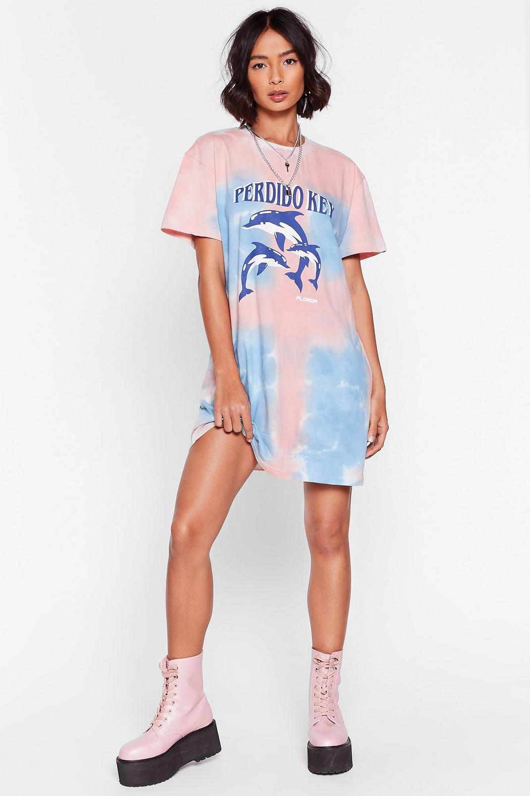 Gone to the Beach Tie Dye Florida Graphic Tee Dress image number 1