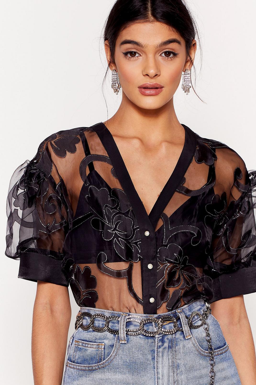 Sheer and Now Organza Floral Blouse image number 1