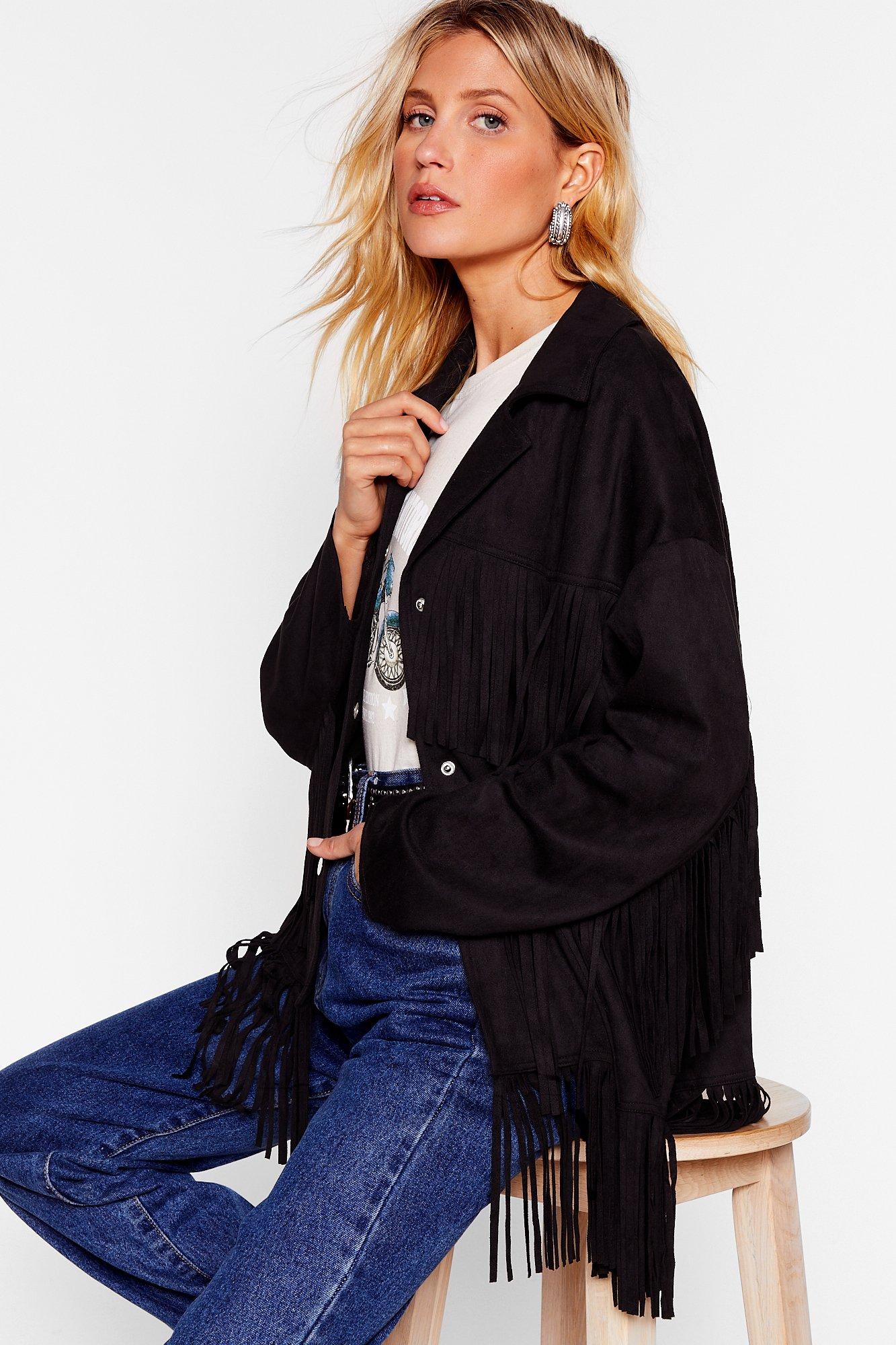 plus size tassel jacket