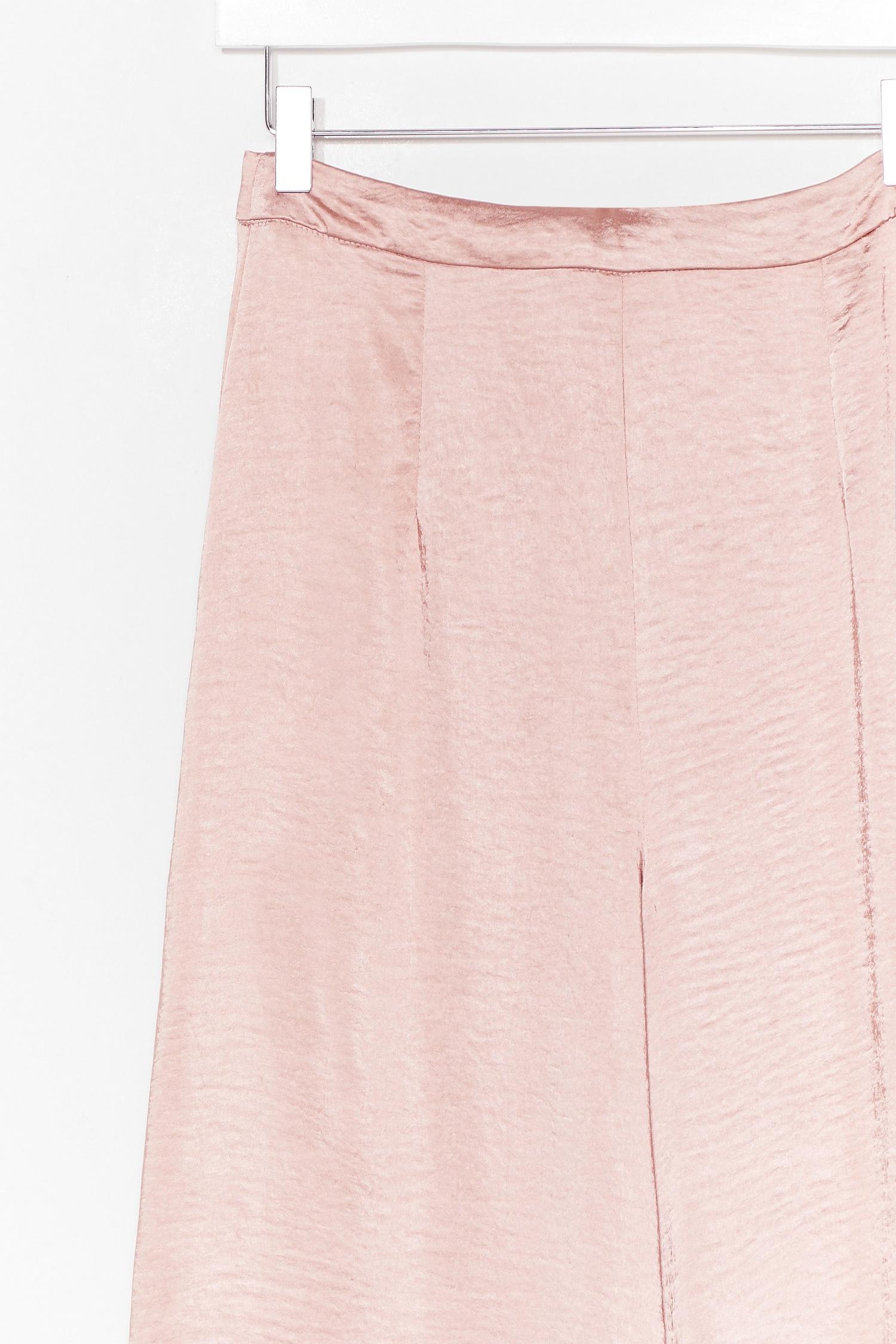 pink satin wide leg pants