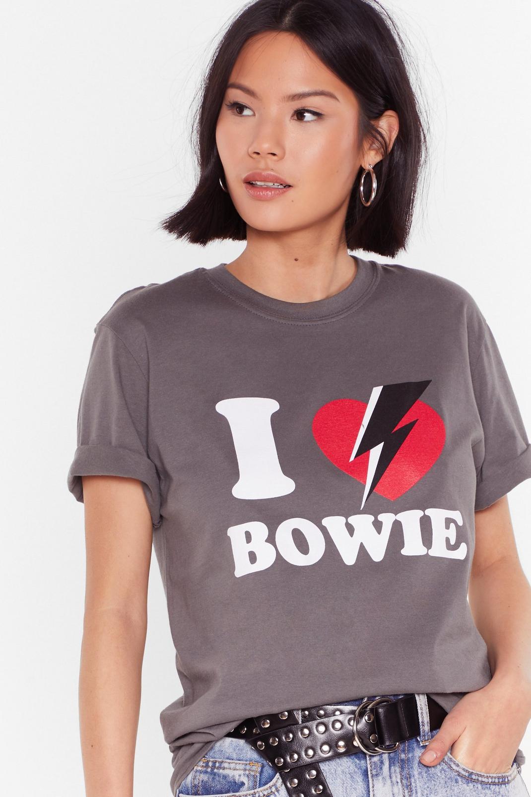 Grey I Heart Bowie Graphic Tee image number 1