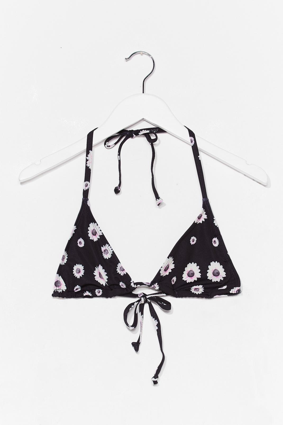 Recyclé - Haut de bikini triangle à à fleurs Ocean Babe, Black image number 1