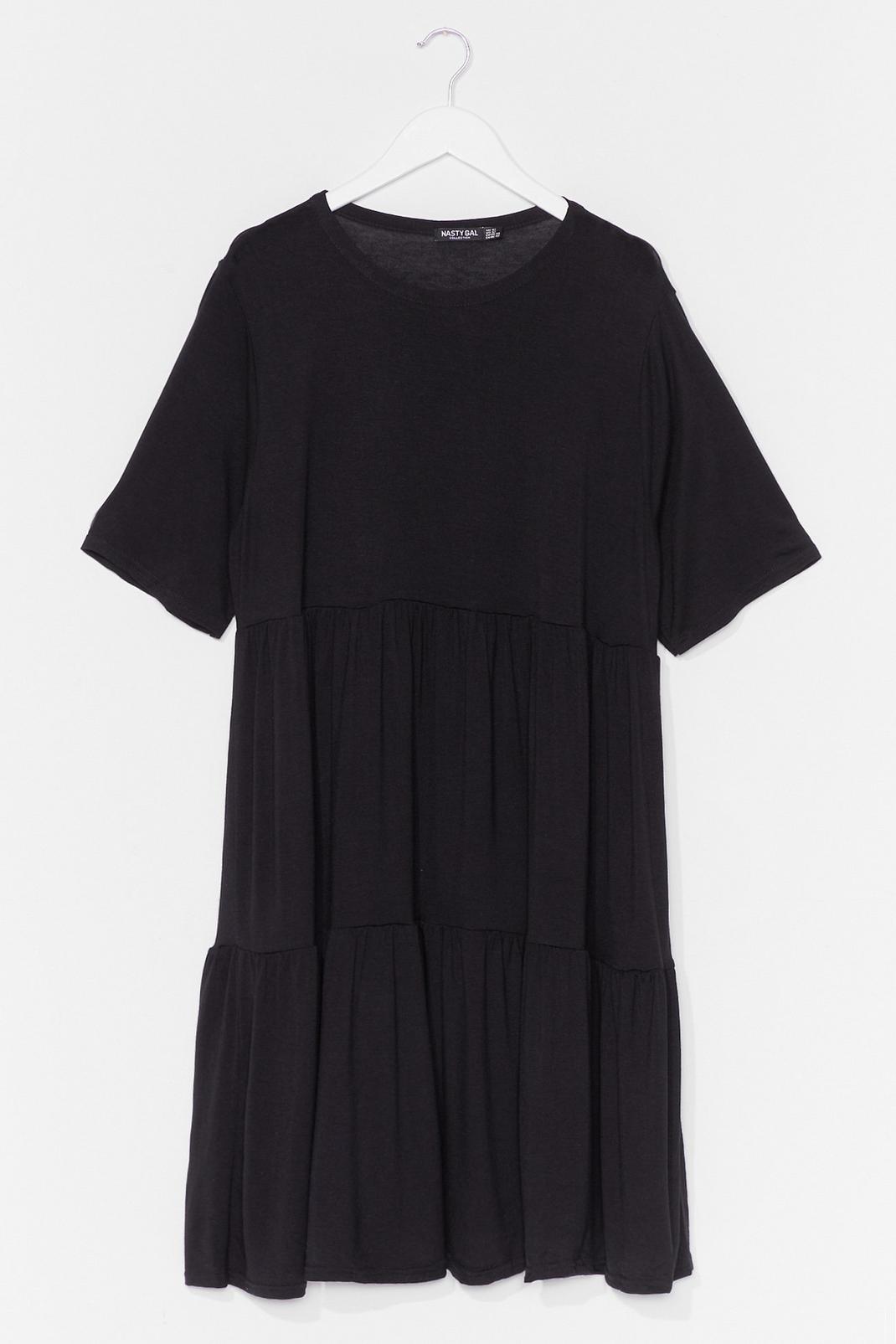 Black Plus Size Short Sleeve Mini Smock Dress image number 1