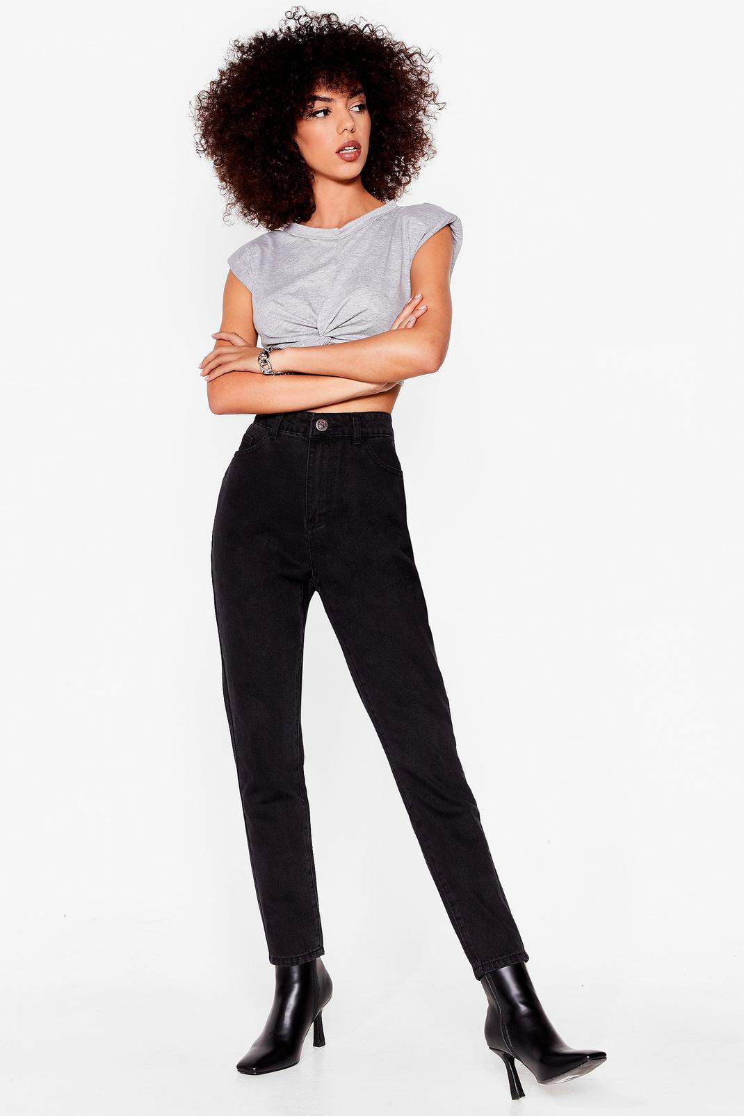 Washed black Relaxed High Waisted Jeans image number 1