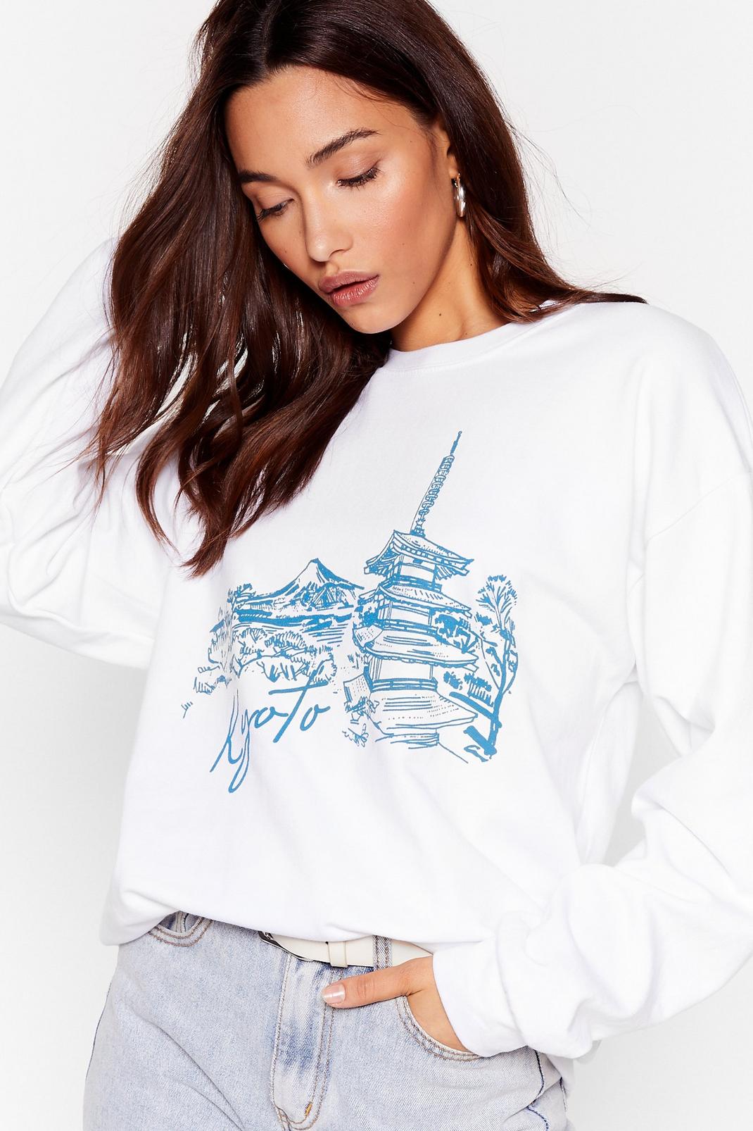 White Kyoto Oversized Graphic Sweatshirt image number 1