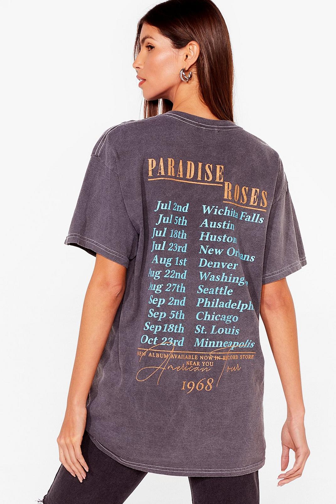 Grey Paradise Roses Graphic Band Tee image number 1