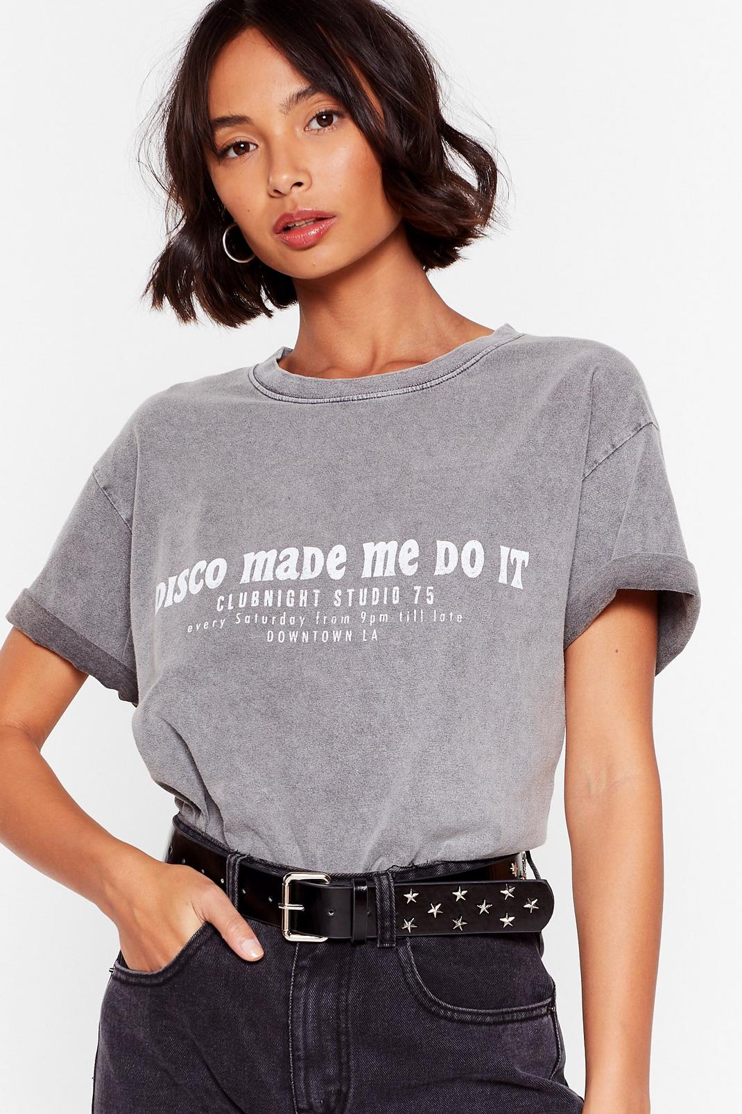 T-shirt délavé à slogan Disco Made Me Do It image number 1