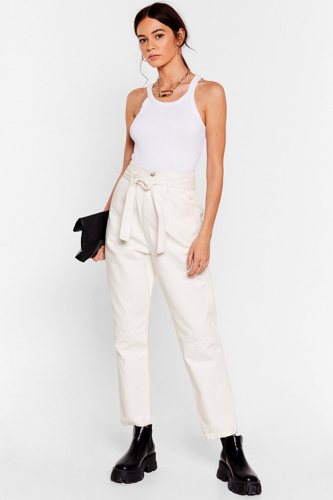 Tie Waist Belted Tapered Pants image number 1