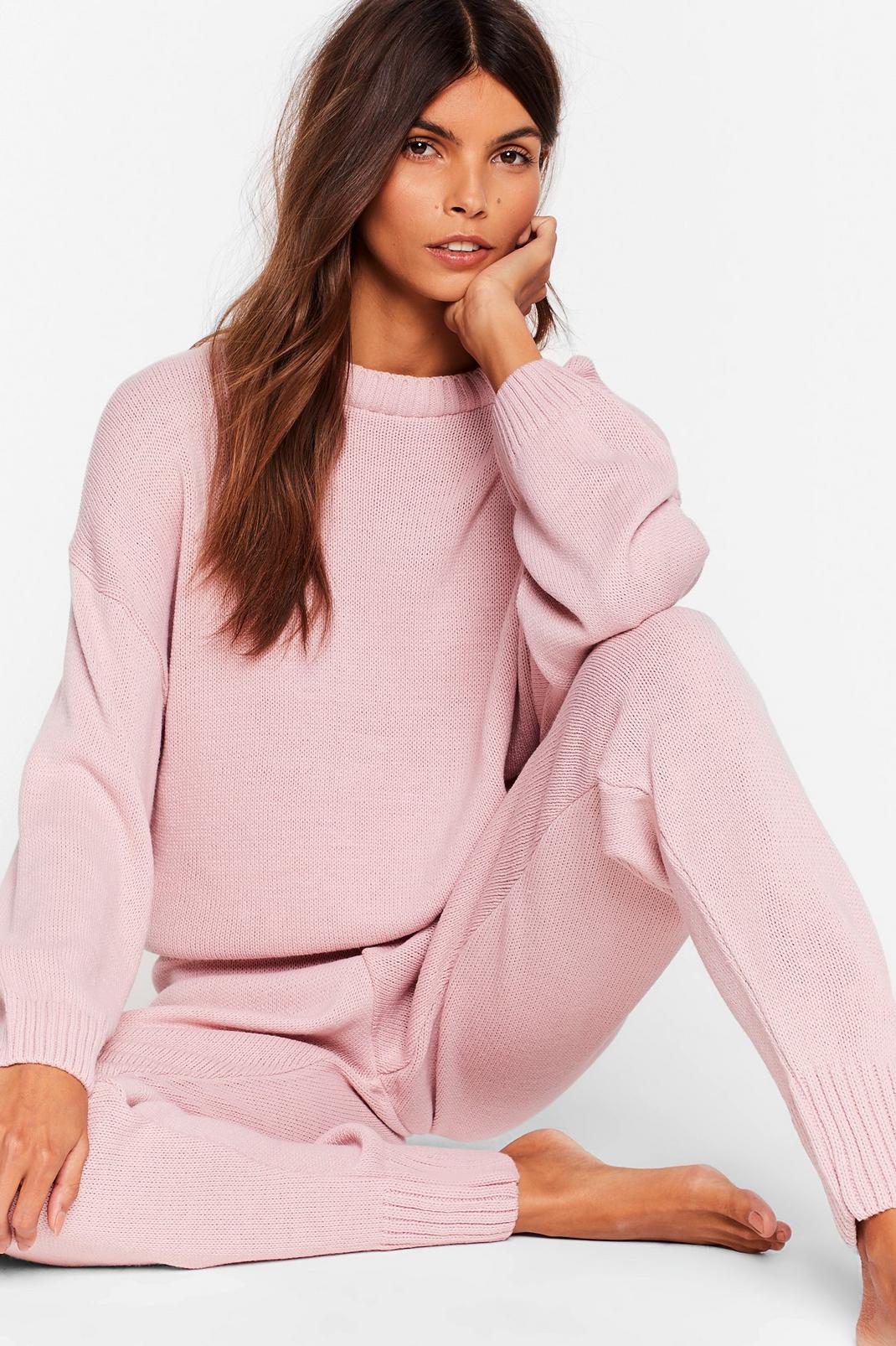 Nude Knitted Jumper and Tracksuit Pants Set image number 1