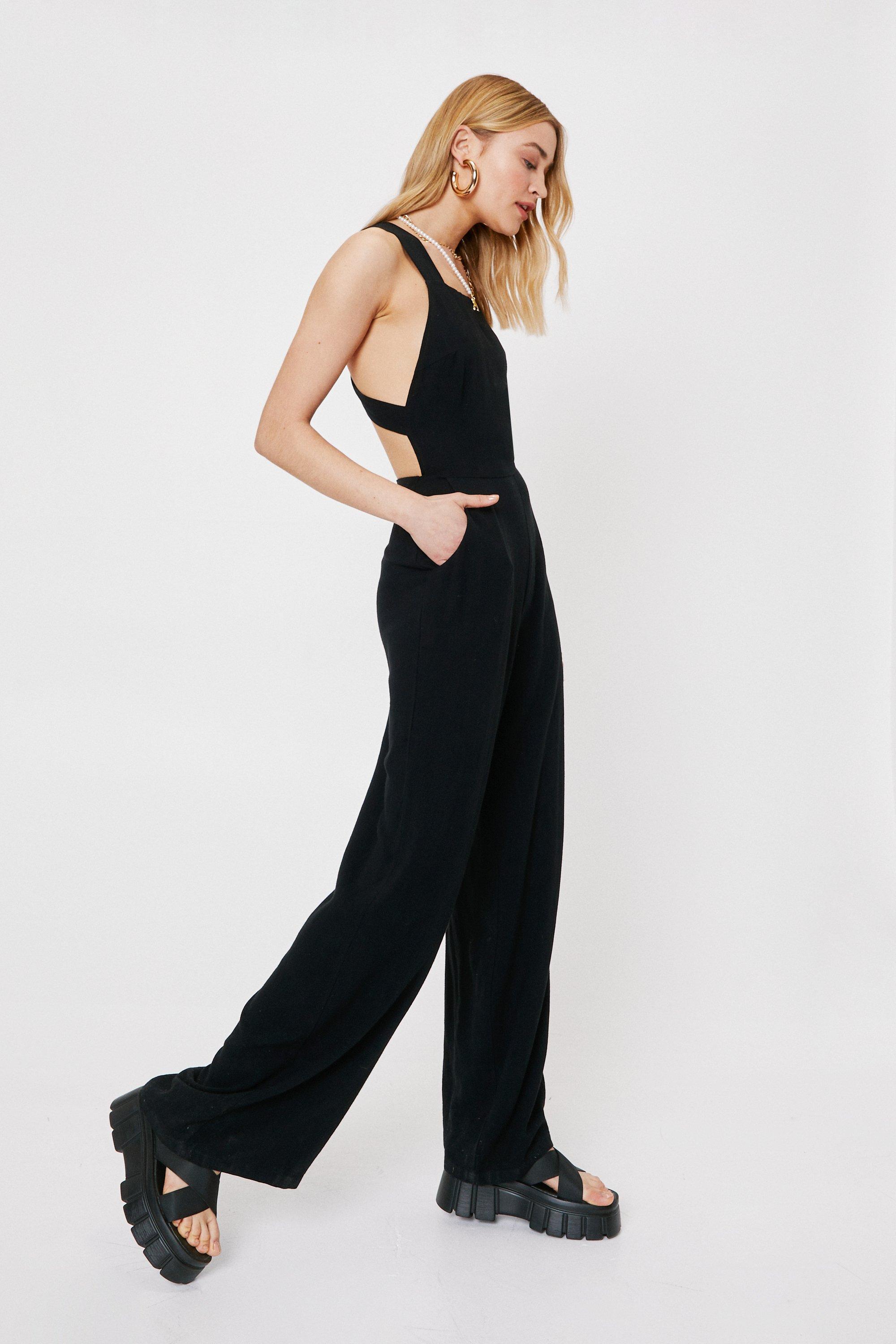 Petite Strappy Back Detail Relaxed Jumpsuit