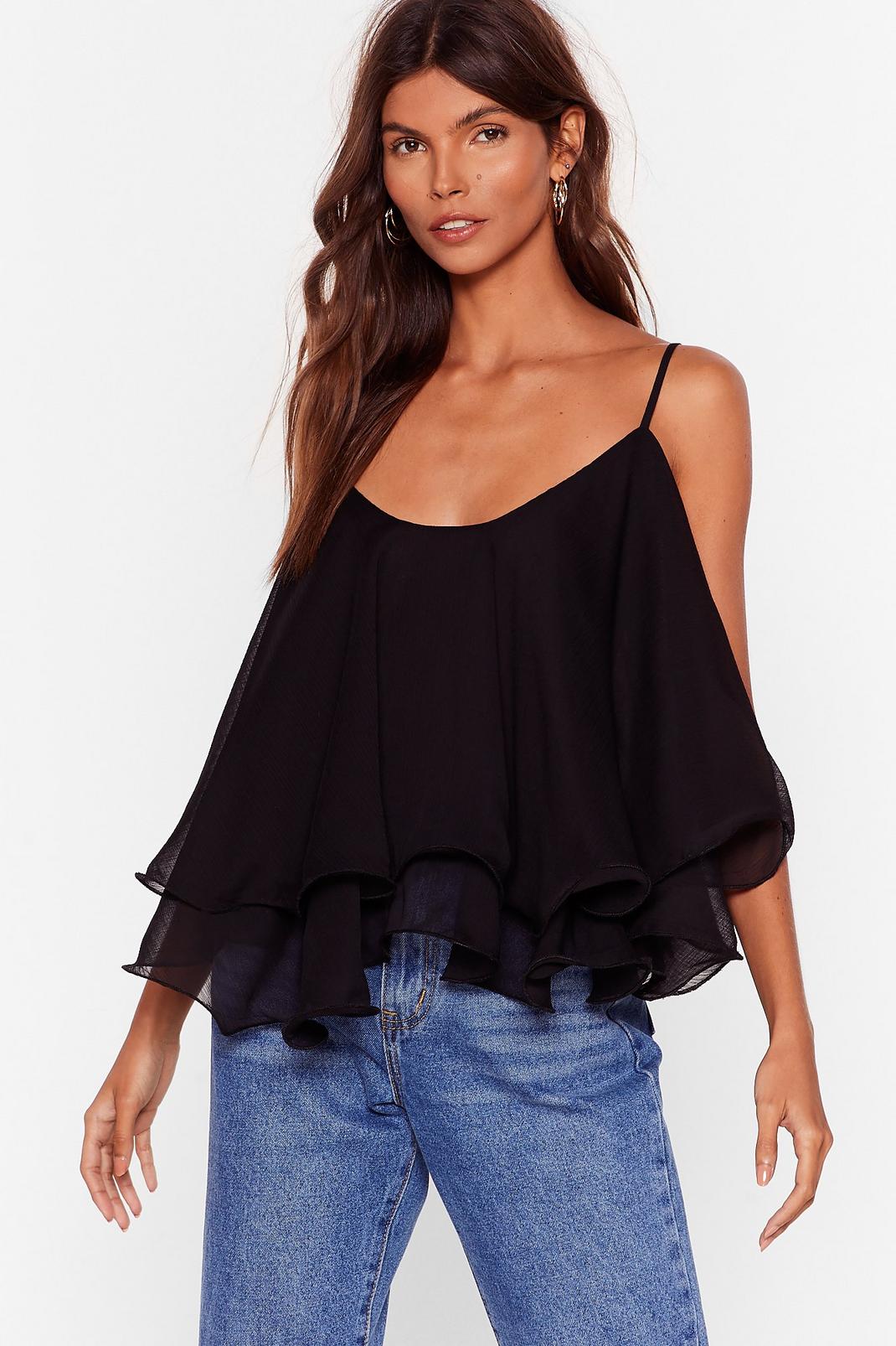 Black Swing into Action Ruffle Cami Top image number 1